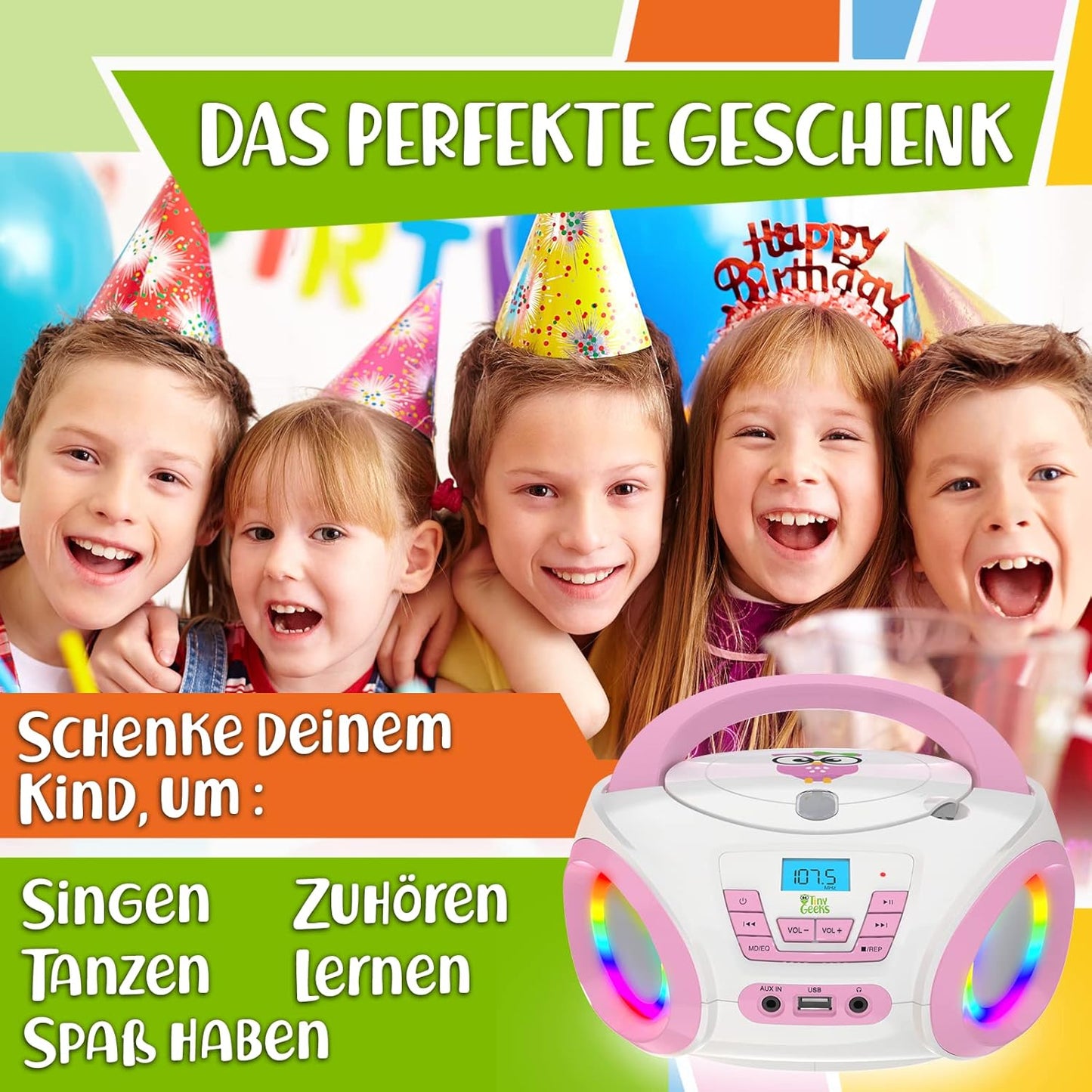 Tunes CD-Player für Kinder, Rosa