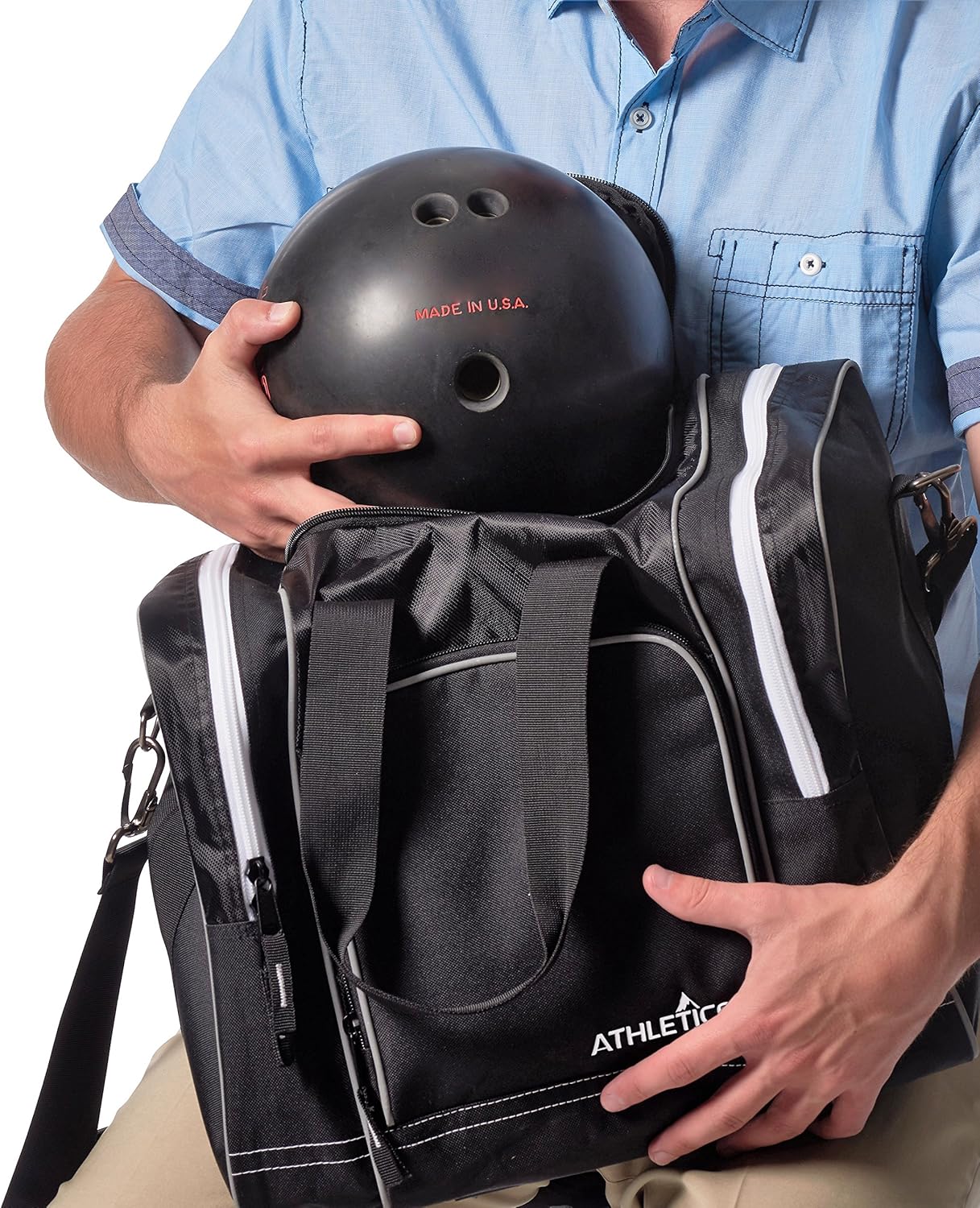 Bowlingtasche für Einzelkugel mit Schuhfach, Schwarz