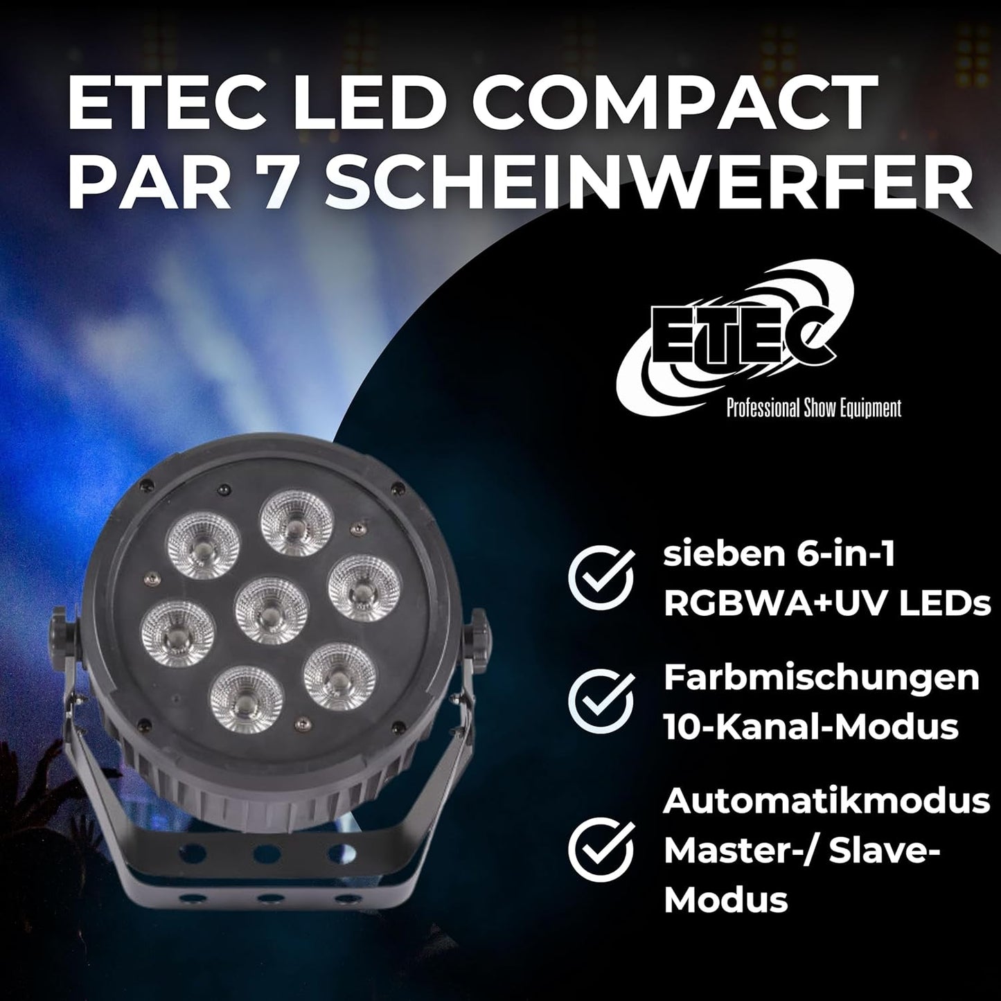 LED Compact PAR 7 Scheinwerfer (4 Stück), 4 x 1 LED PAR, Compact Par 7 Scheinwerfer