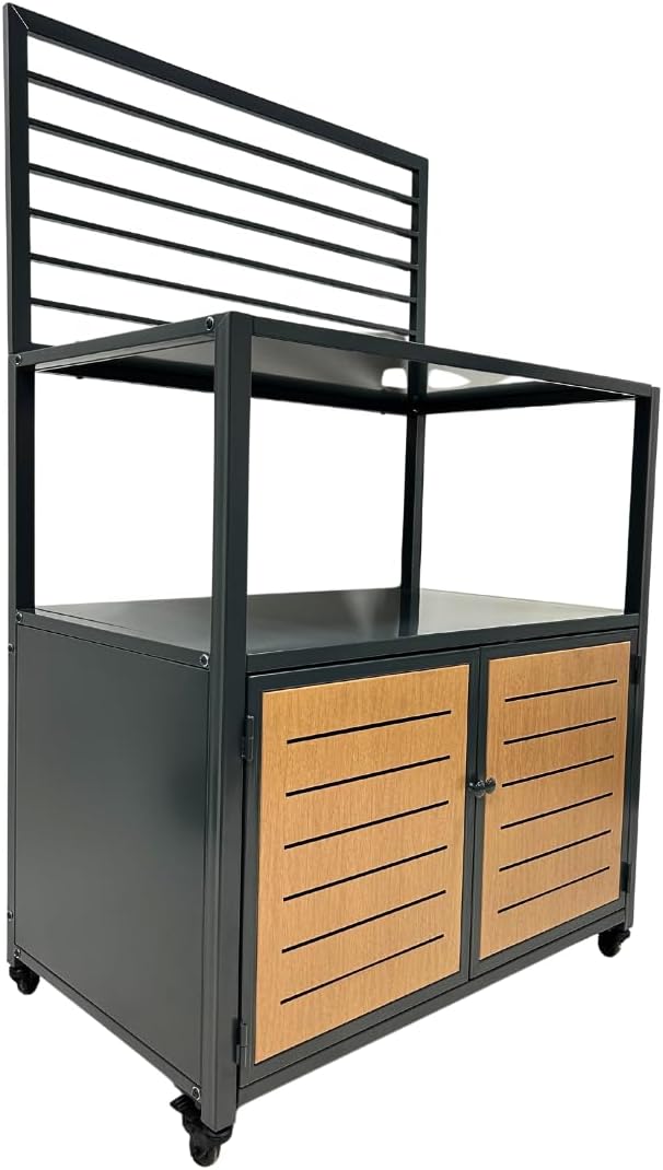 Grilltisch, 1 Küchenwagen mit Rückenwand