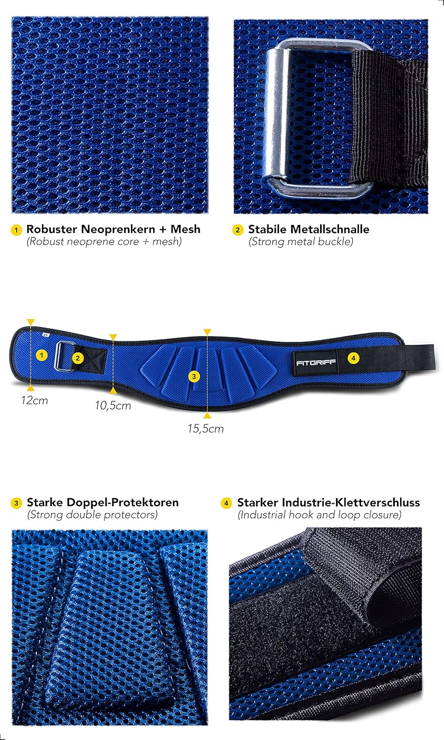 Gewichthebergürtel V1, Blau 74cm - 81cm Bauchumfang (Small)