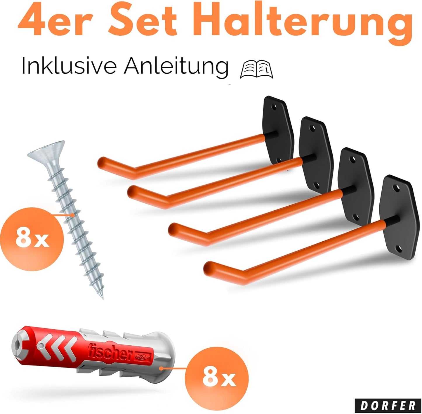 Reifen Wandhalterung 4er-Set, orange