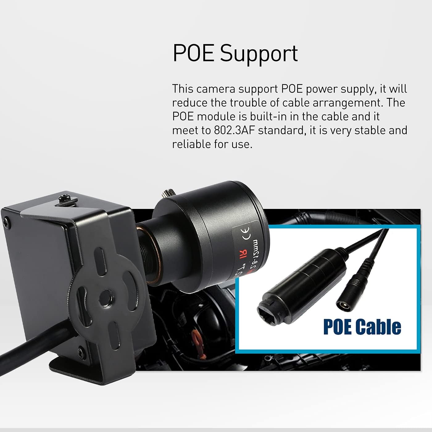 Mini 3MP POE IP Kamera mit Zoomfunktion, Zoom 2,8-12mm 48v Poe Schwarz