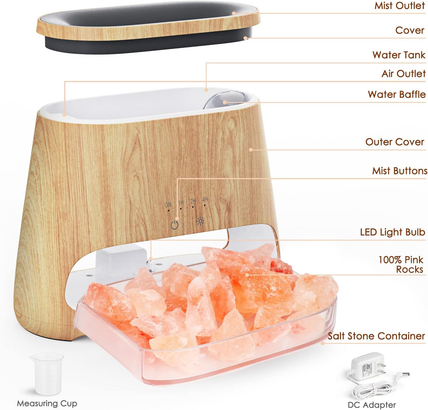 2-in-1 Aroma Diffuser & Salzleuchte mit Flammeneffekt, Holz