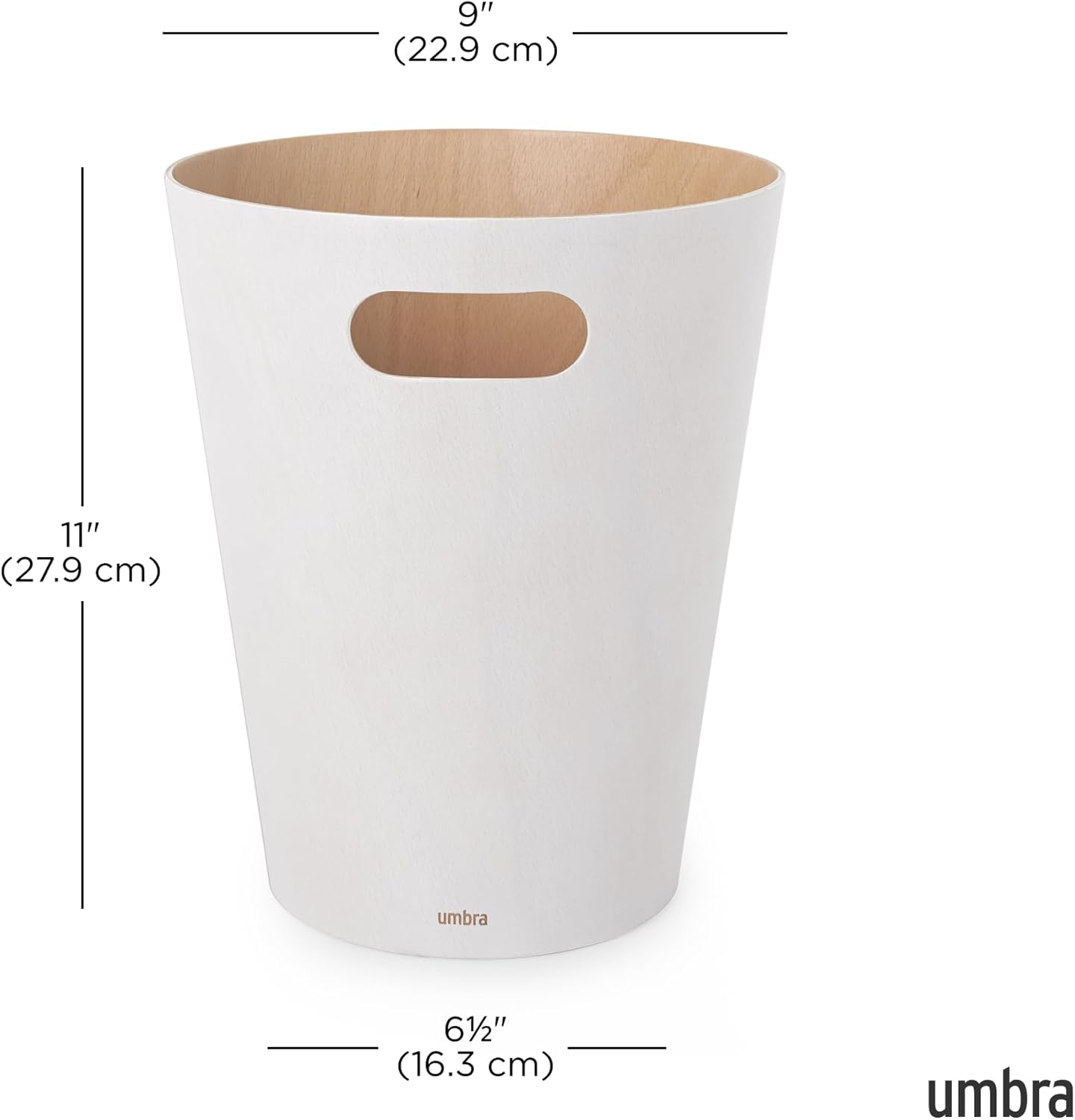 Woodrow Abfalleimer für Büro & Zuhause, Weiss/Natur