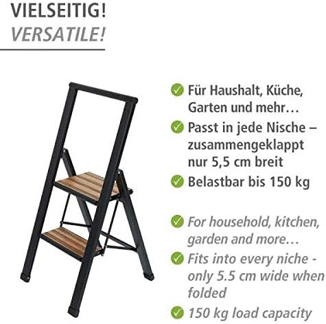 Klapptrittleiter, Schwarz / 2 Stufen