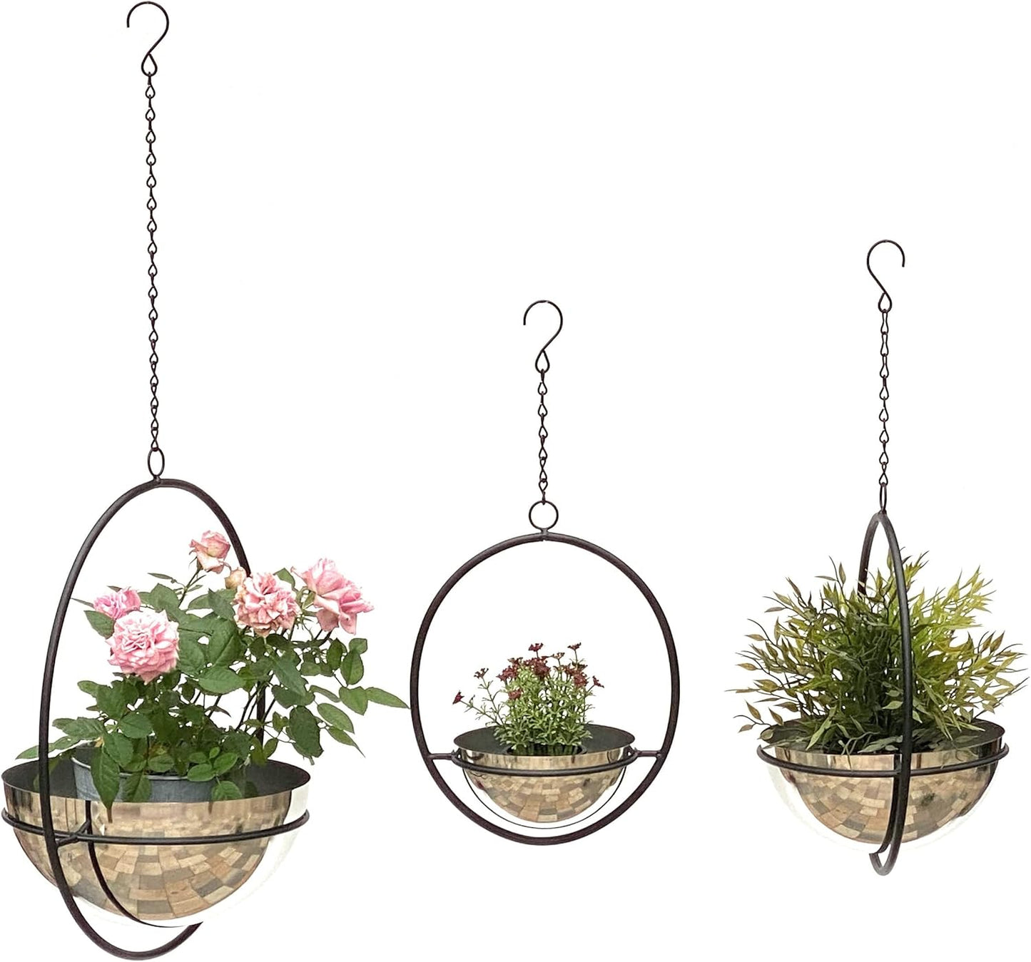 3er-Set Blumenampeln 96087 im Vintage Look