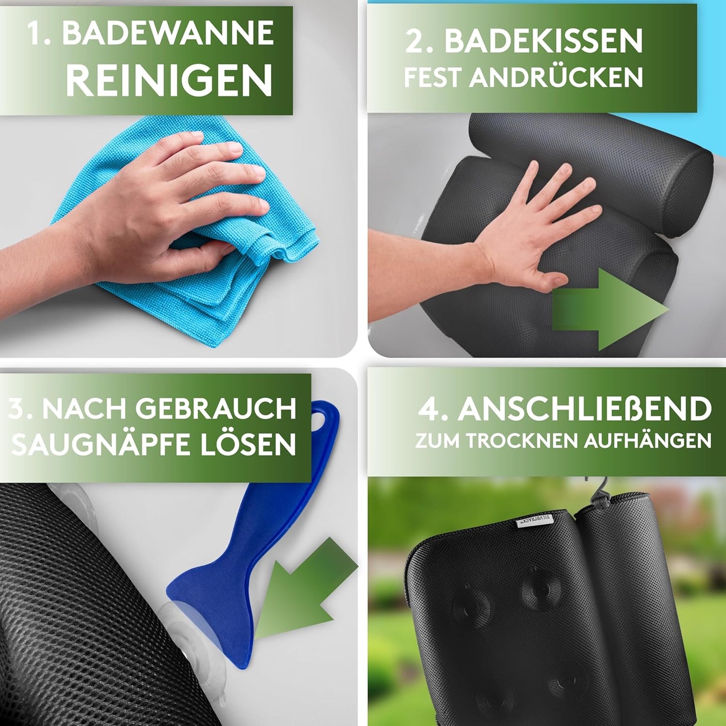 Nackenkissen für Badewanne - Geschenkidee Weihnachten, 3D Schwarz