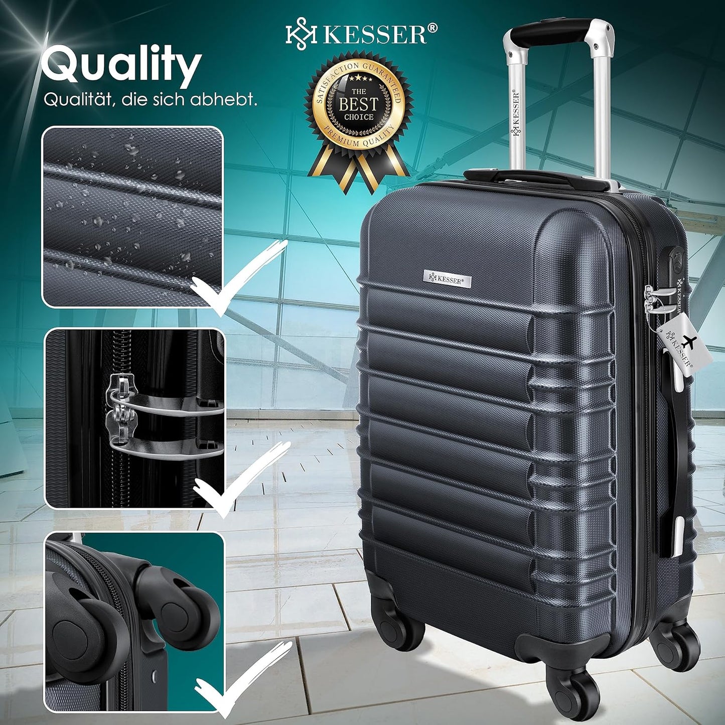 Handgepäck Reisekoffer mit Kofferwaage, Handgepäck 55cm - 55L / Anthrazit