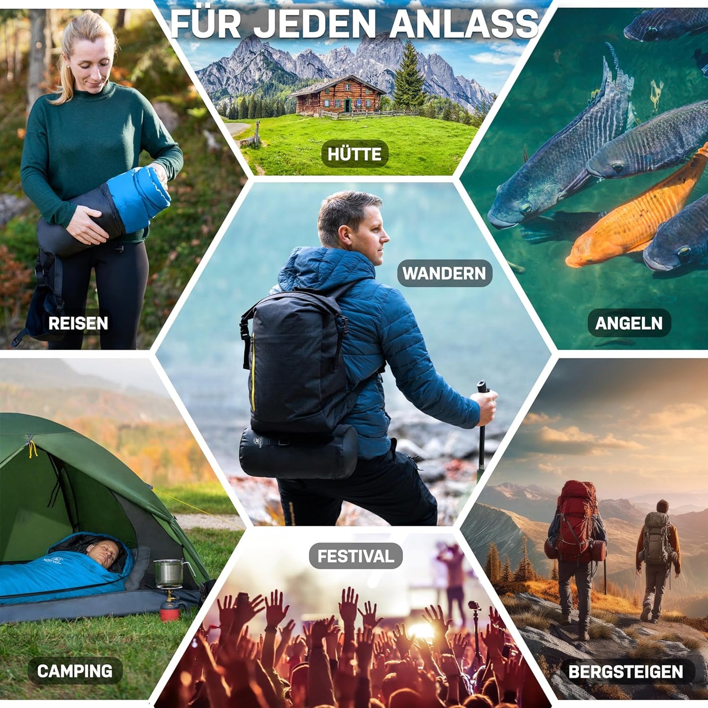 3-Jahreszeiten Mumienschlafsack, Hellblau Sommer - 750g