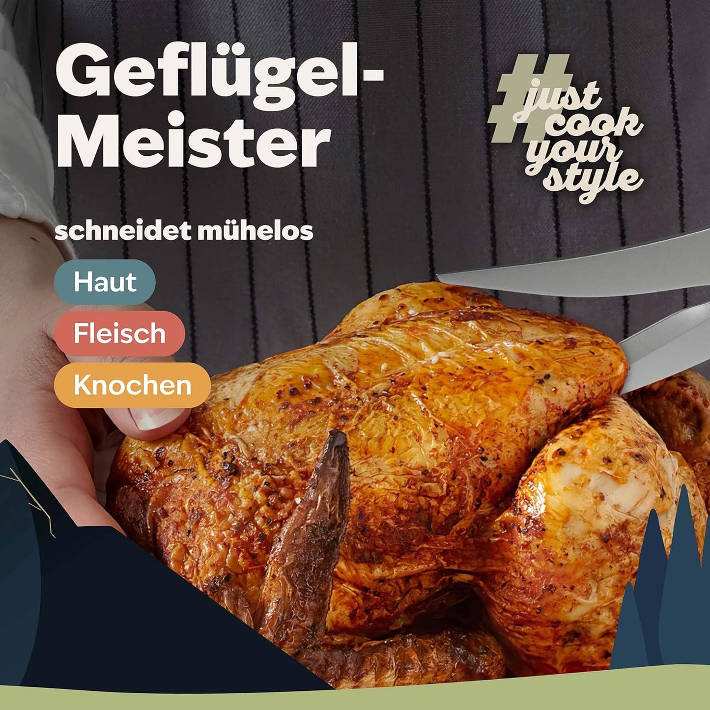 Geflügelschere, Edelstahl / Holz