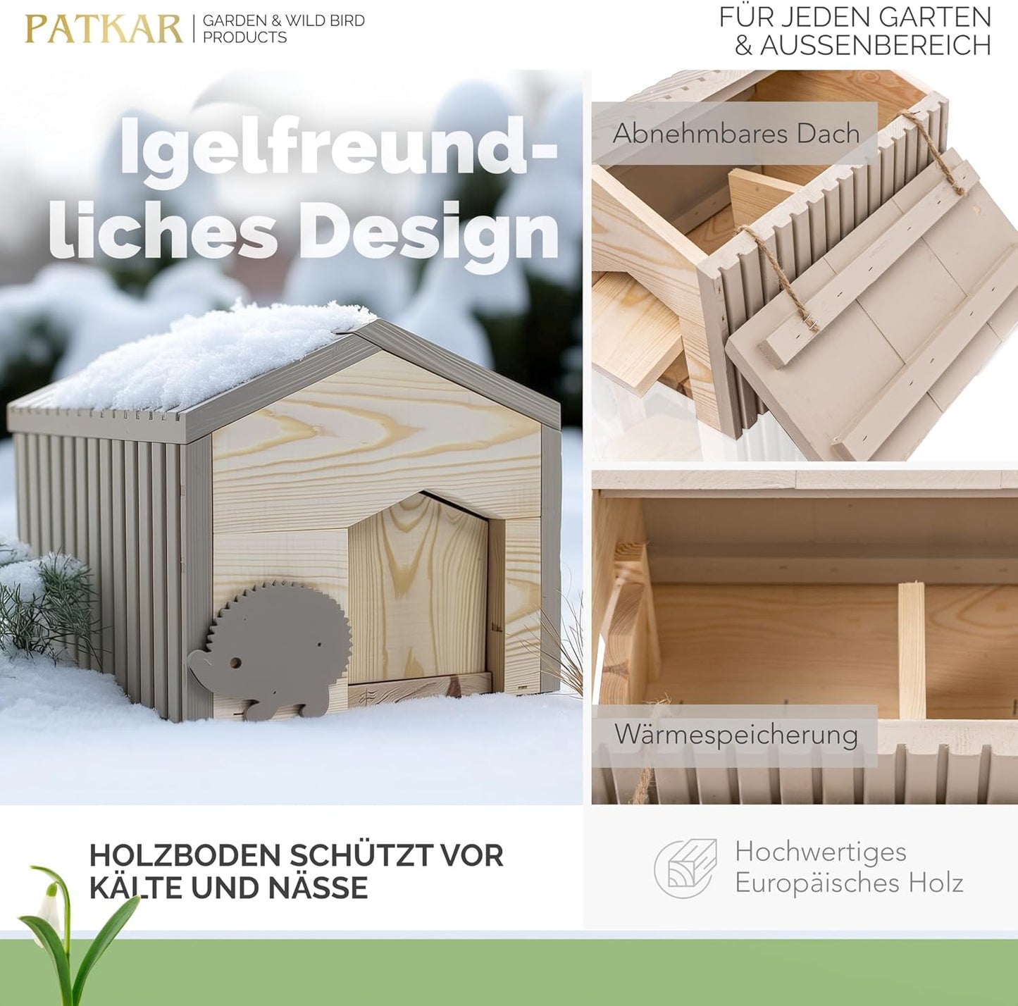 Igelhaus Winterfest mit Boden, Klein