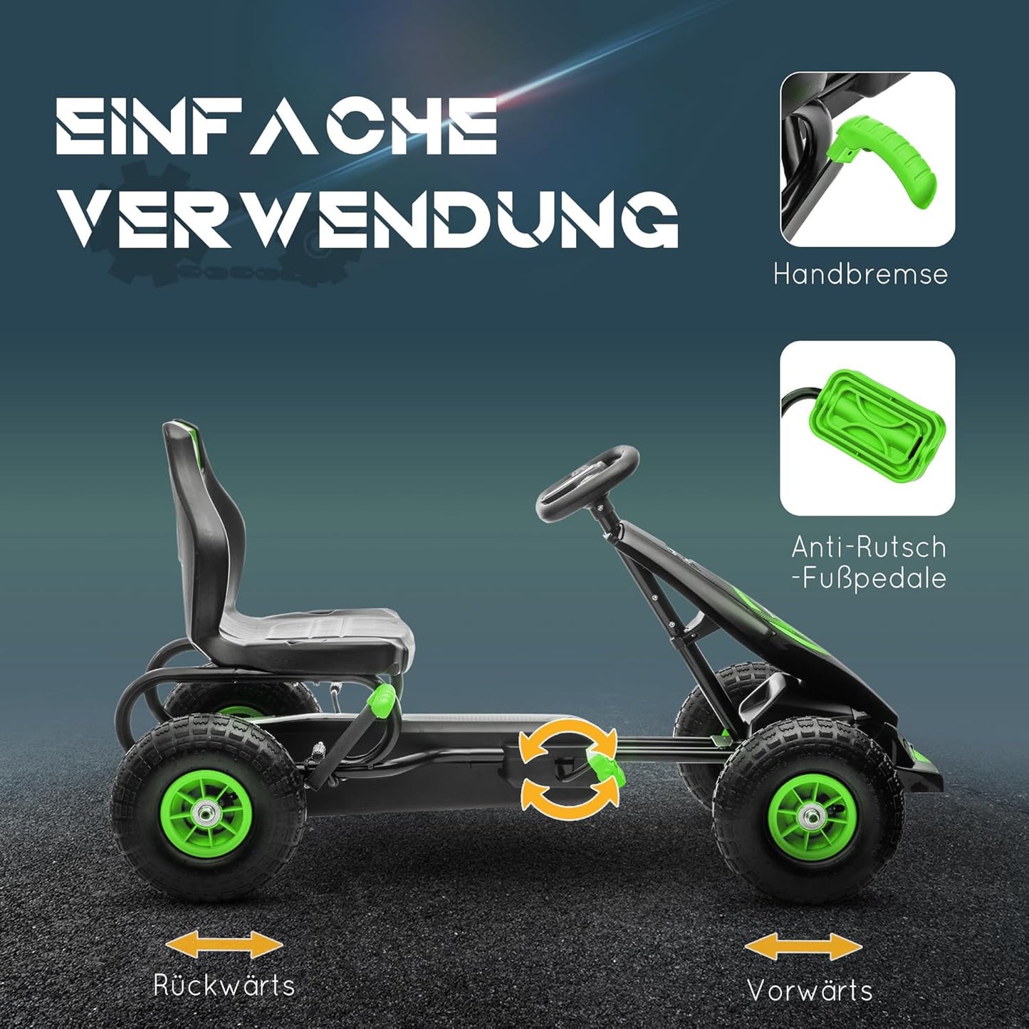 Kinder-Gokart, Grün+schwarz