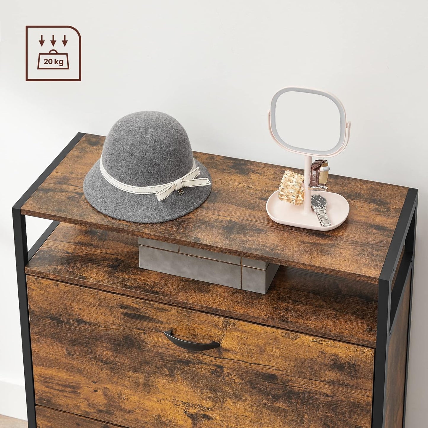 Schuhschrank mit Kippfächern, 2 Klappen (80L x 95H cm)