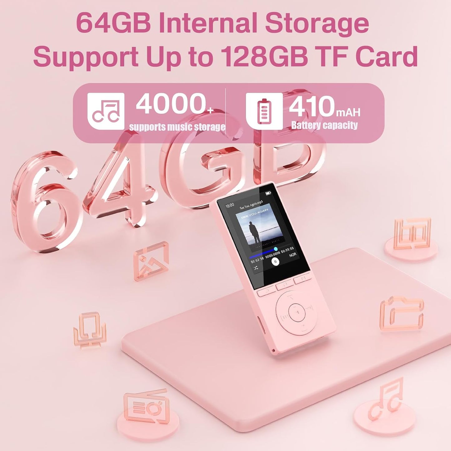 MP3-Player mit Bluetooth, Rose