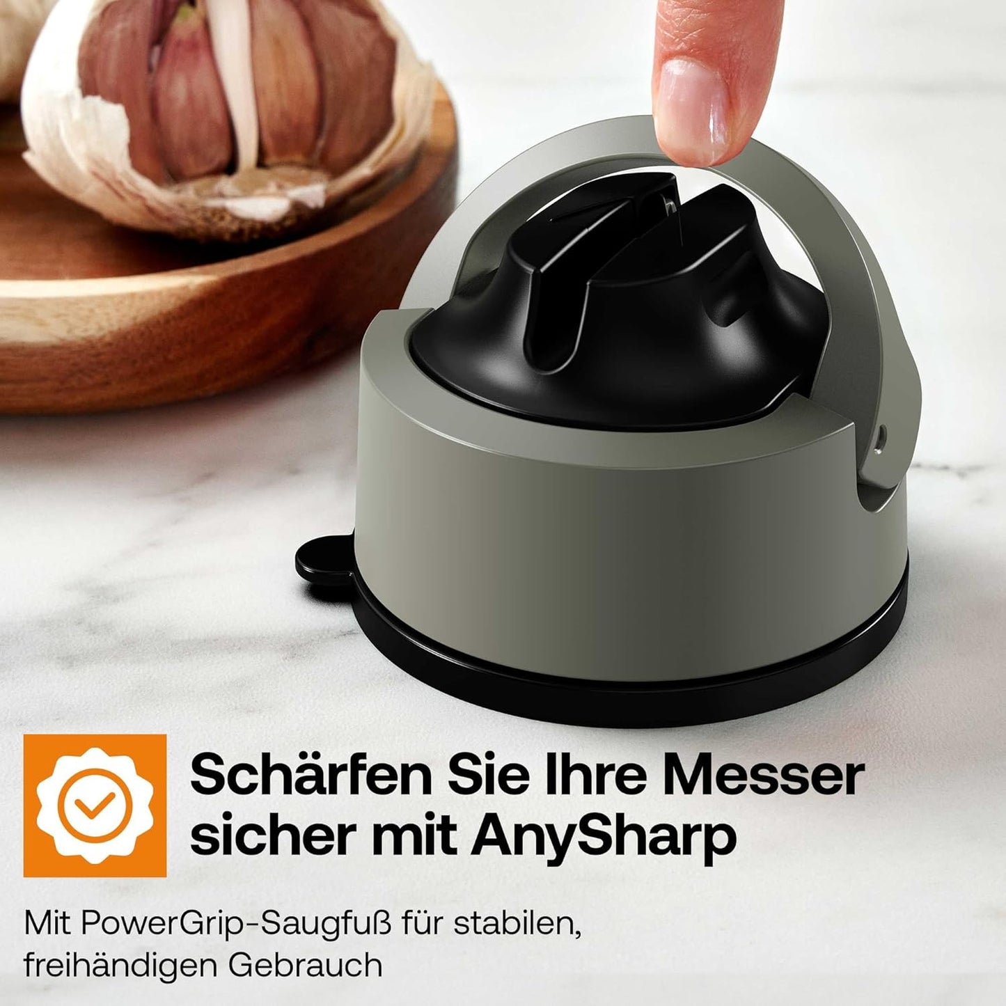 Evo Messerschärfer mit PowerGrip Saugnapf, Evo Grau