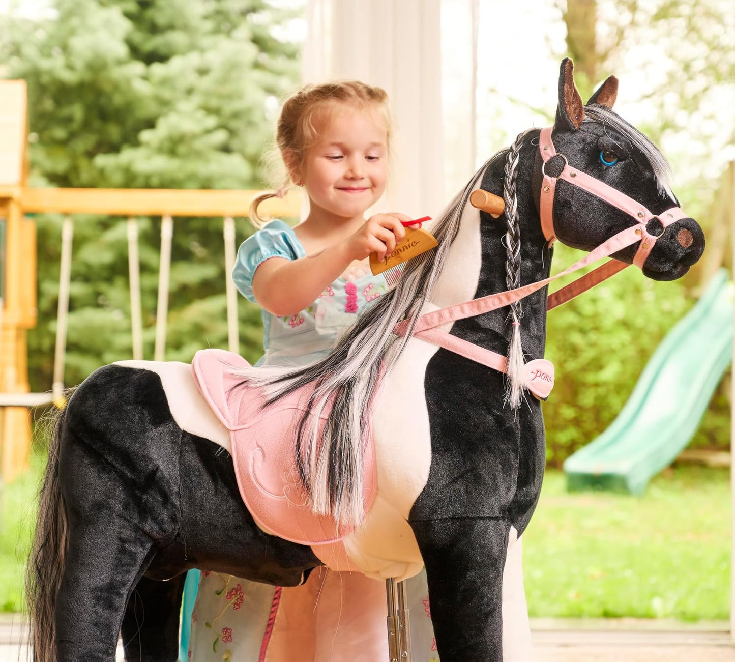 Spielpferd mit Rollen und Zubehör (5-12 Jahre), Domino Pink M (5-12 Jahre)