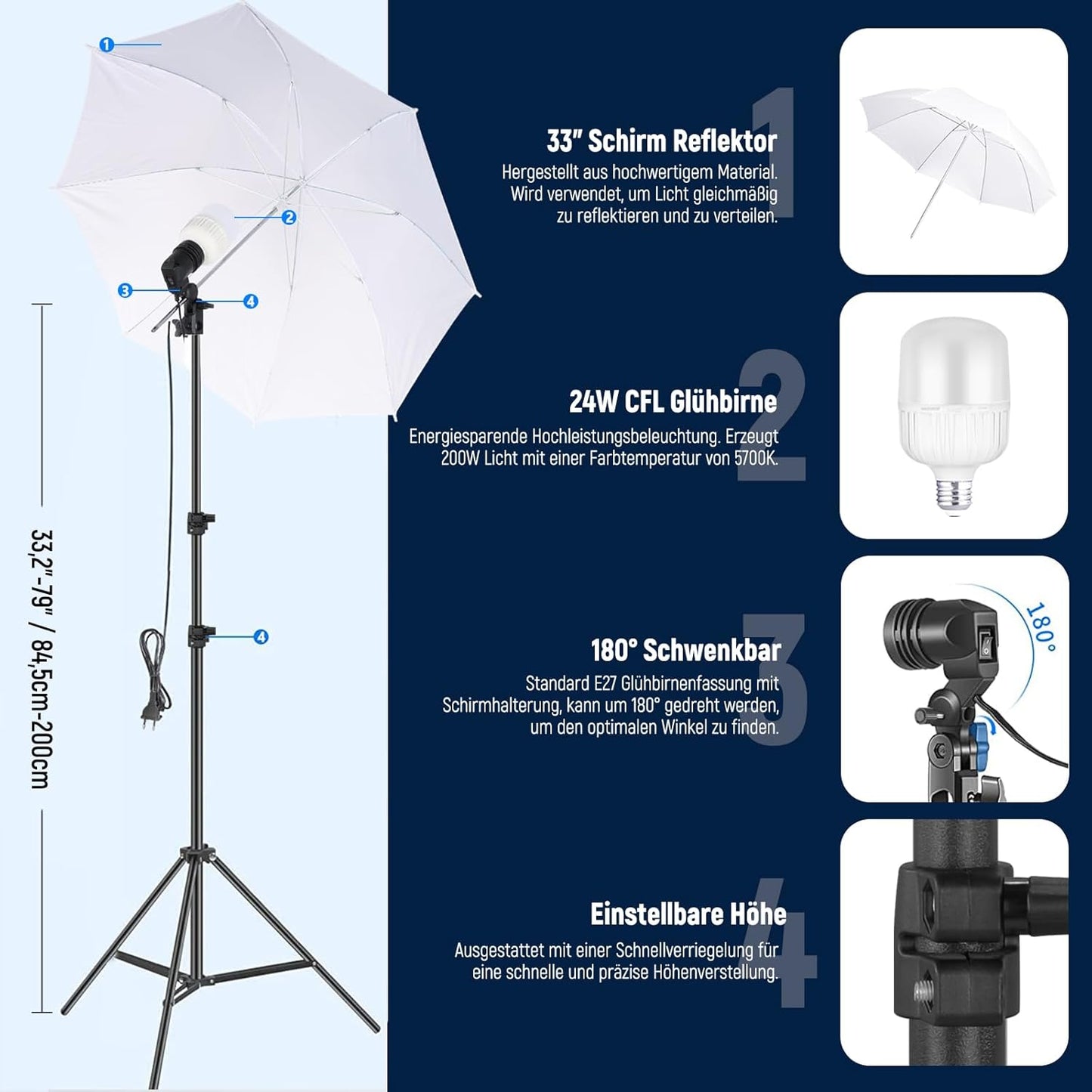 Fotostudio-Lichtset mit Hintergrund, NK100 mit Reinigungstuch