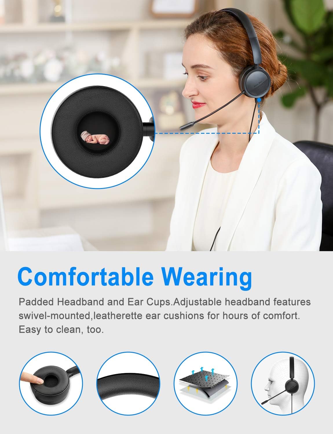 Headset mit Mikrofon und Noise Cancelling, 1 pack