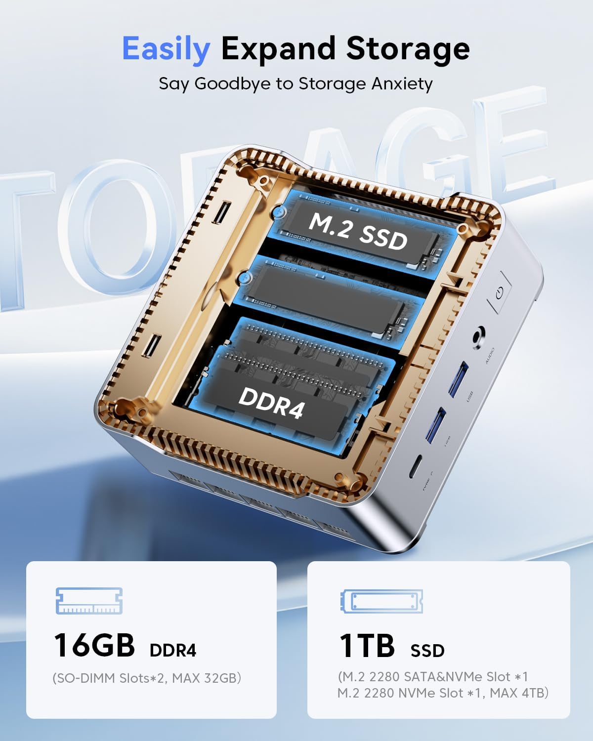 Pinova P2 Mini PC mit 4K UHD Triple Display, CPU-4300U/ 16GB RAM+512GB ROM