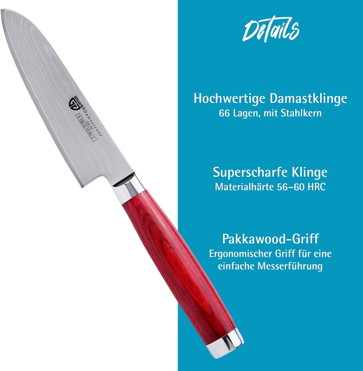 Santokumesser, Klingenlänge: 12,5 cm