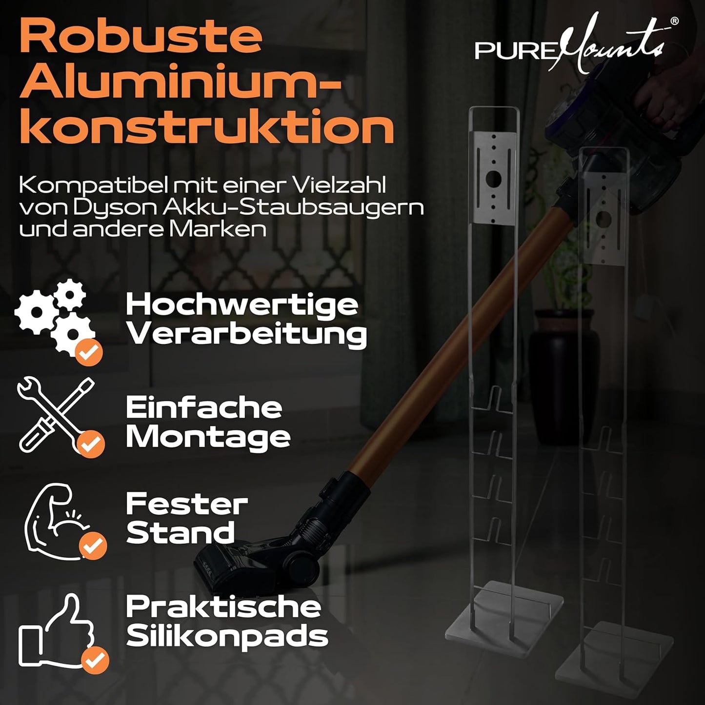 Staubsaugerständer für Dyson V7-V15 Modelle, Schwarz