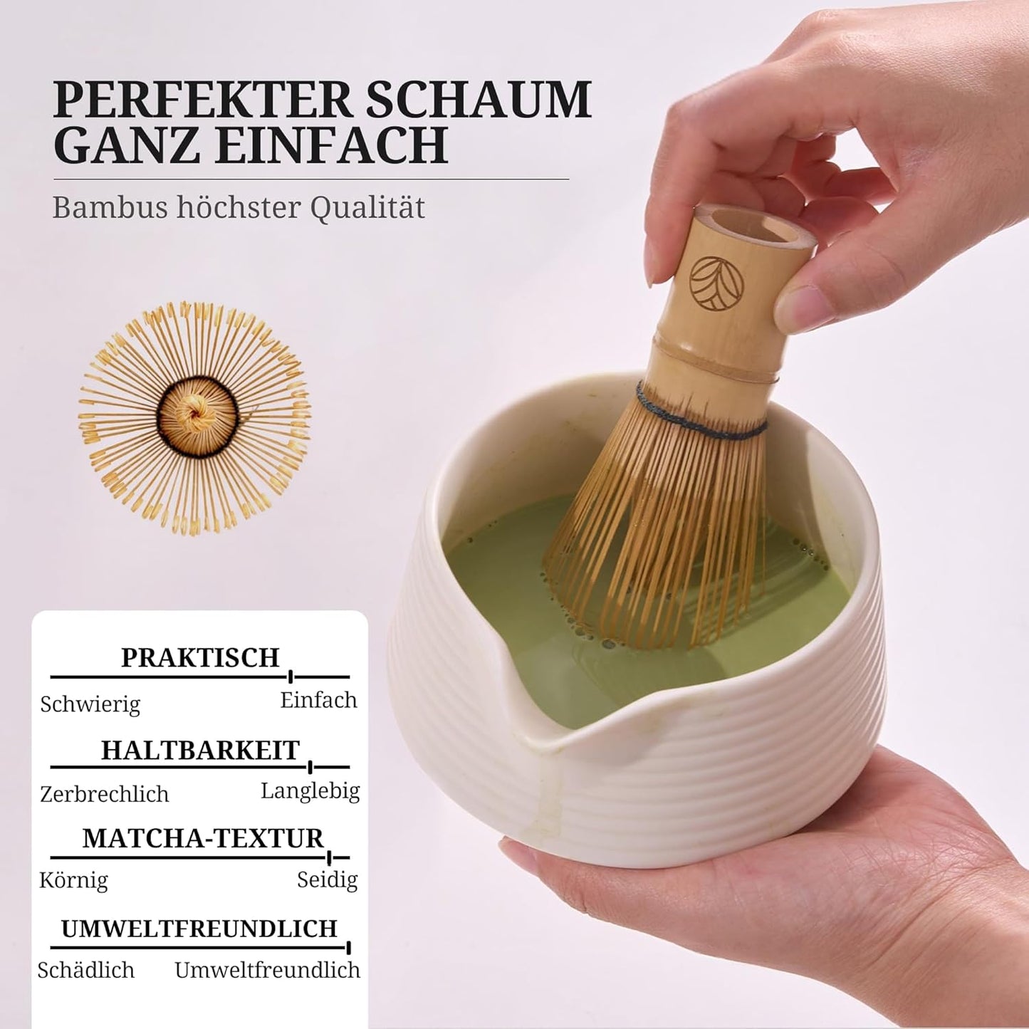 Matcha Tee Set mit Zubehör (8-teilig), 8 teilig Weiß