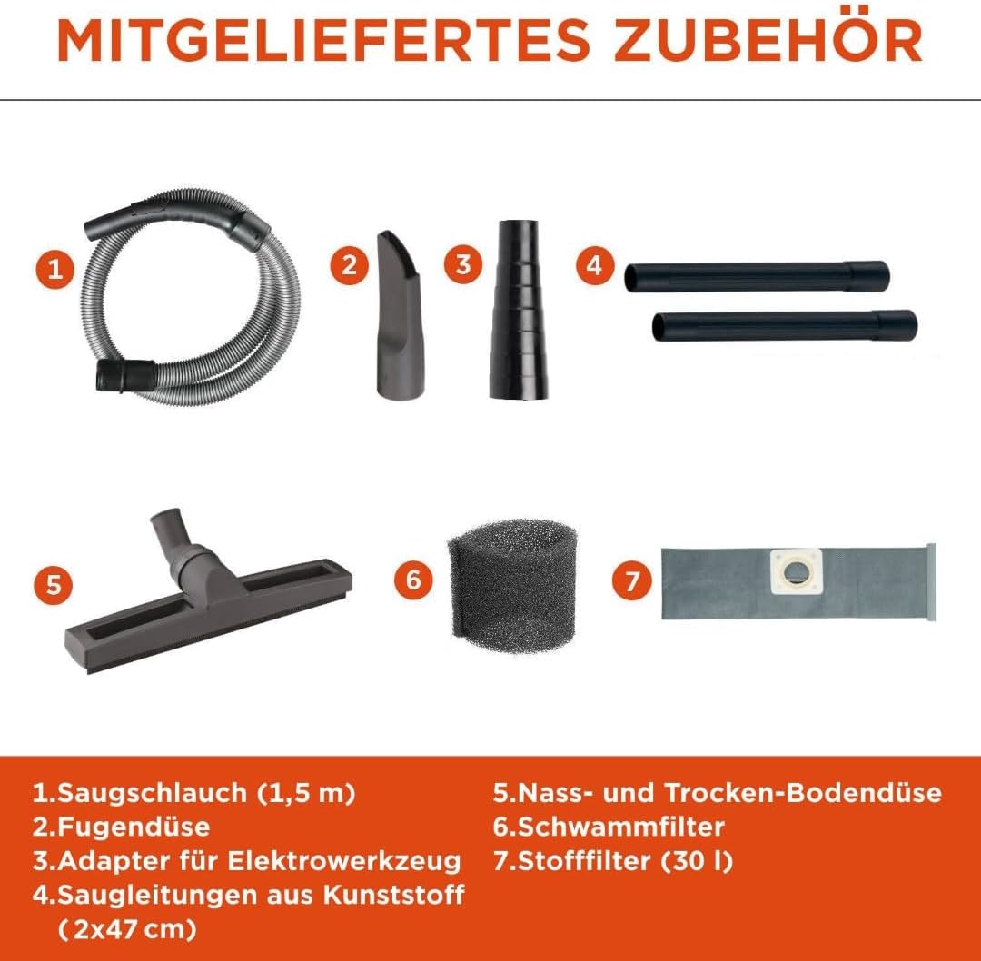 Nass- und Trockensauger mit Werkzeugsteckdose