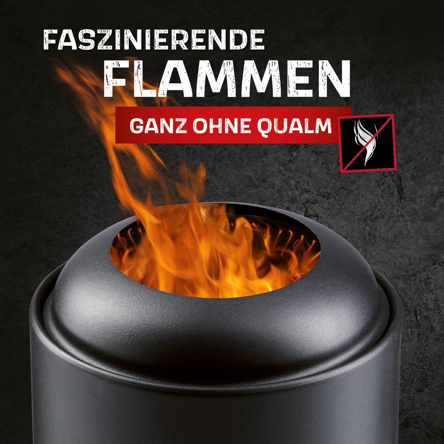 Rauchfreie Feuerschale für Garten & Camping, Höhe 26 cm