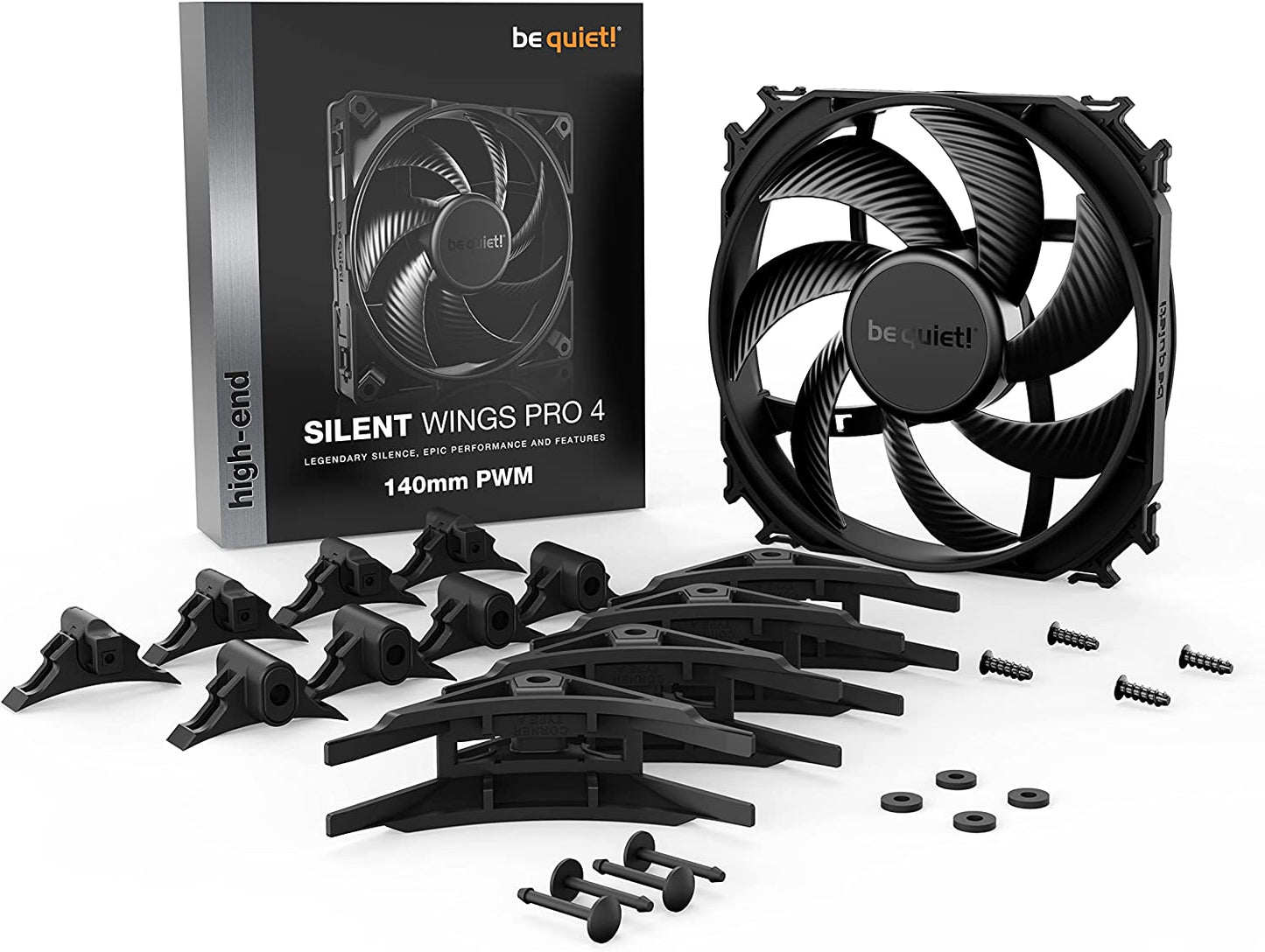Silent Wings PRO 4 PWM 140x140x25, Gehäuselüfter, Schwarz 140mm PWM Pro