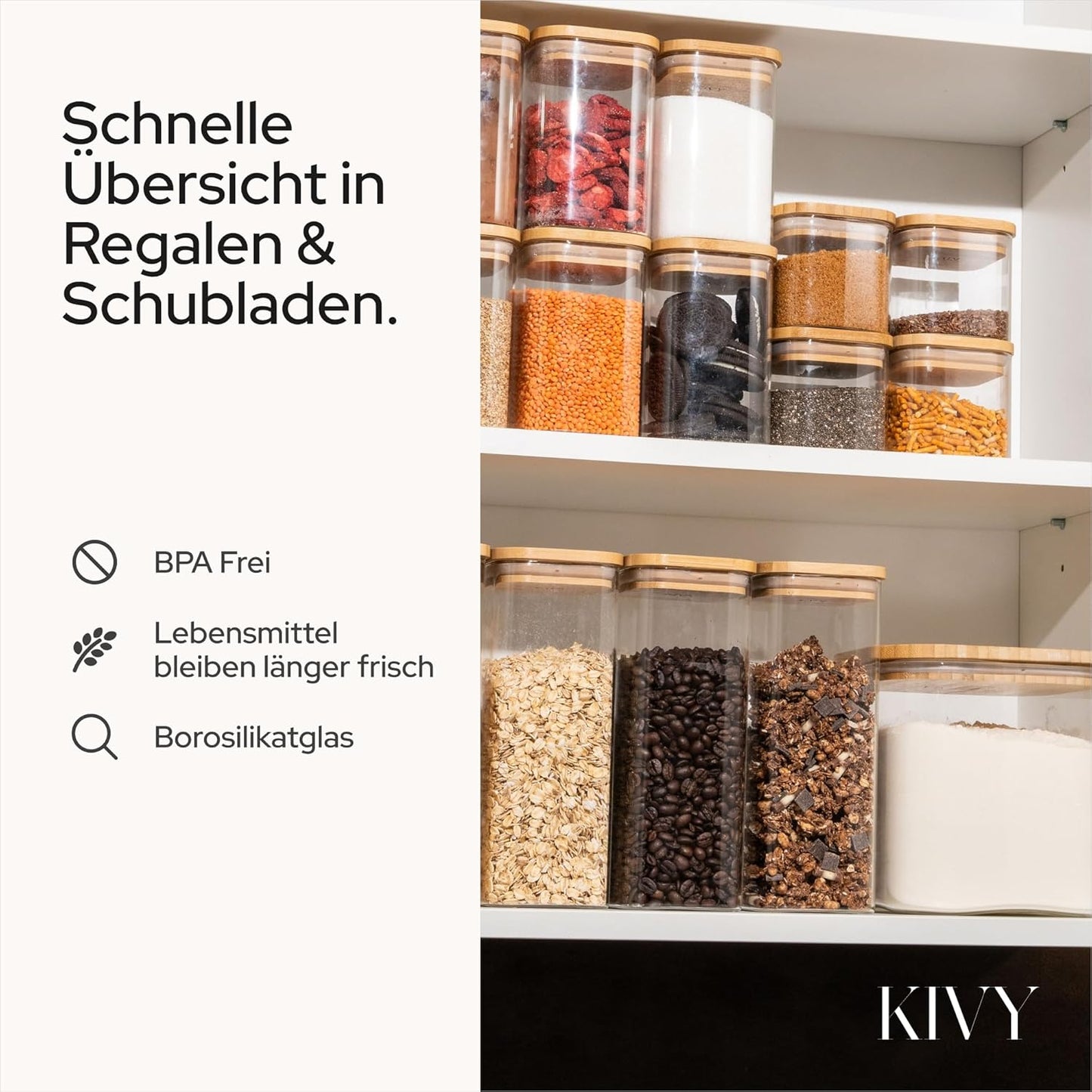 Vorratsgläser-Set mit Bambusdeckel, 2x 1800ml