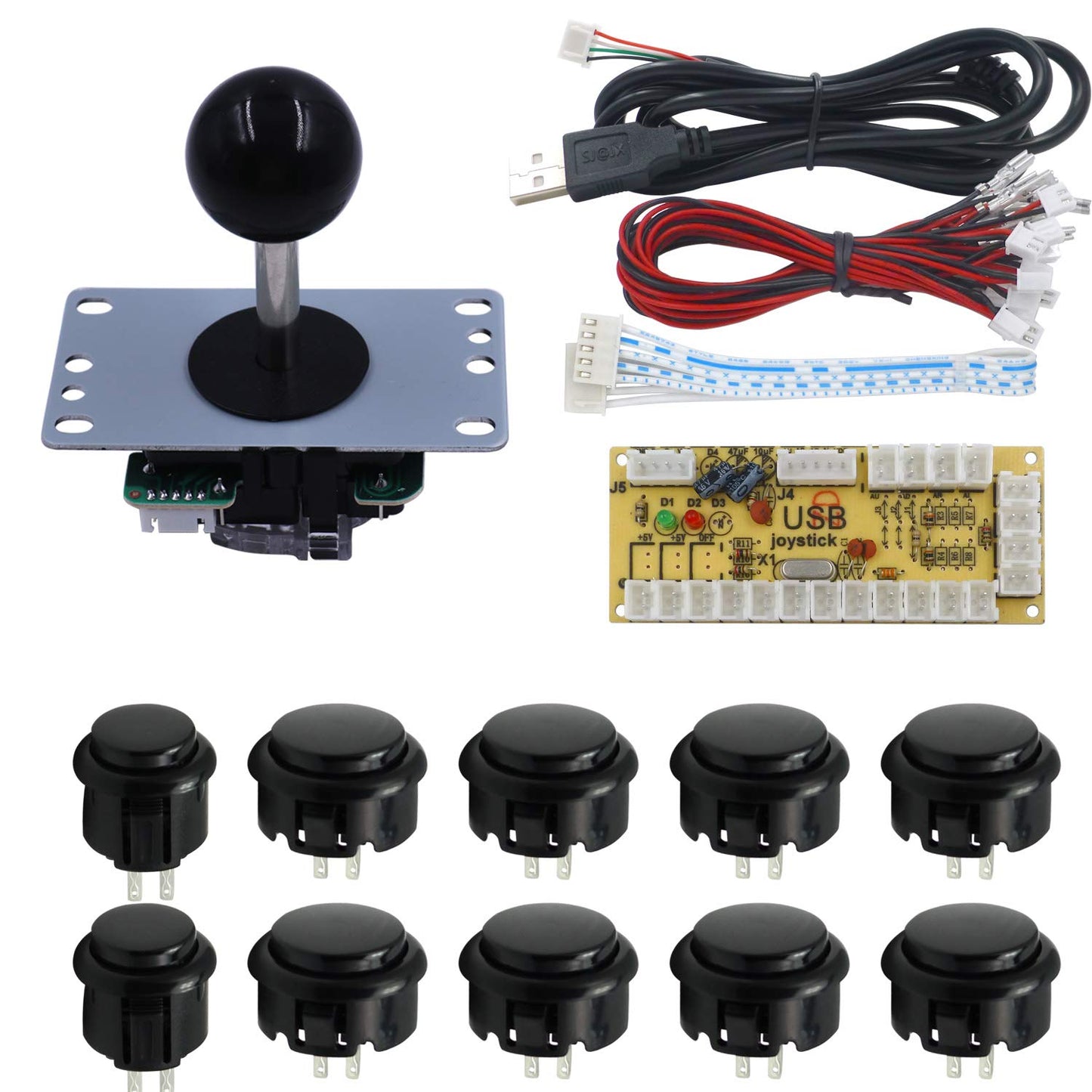 Ori Arcade DIY Kit mit USB Encoder und Joystick, Ori Black