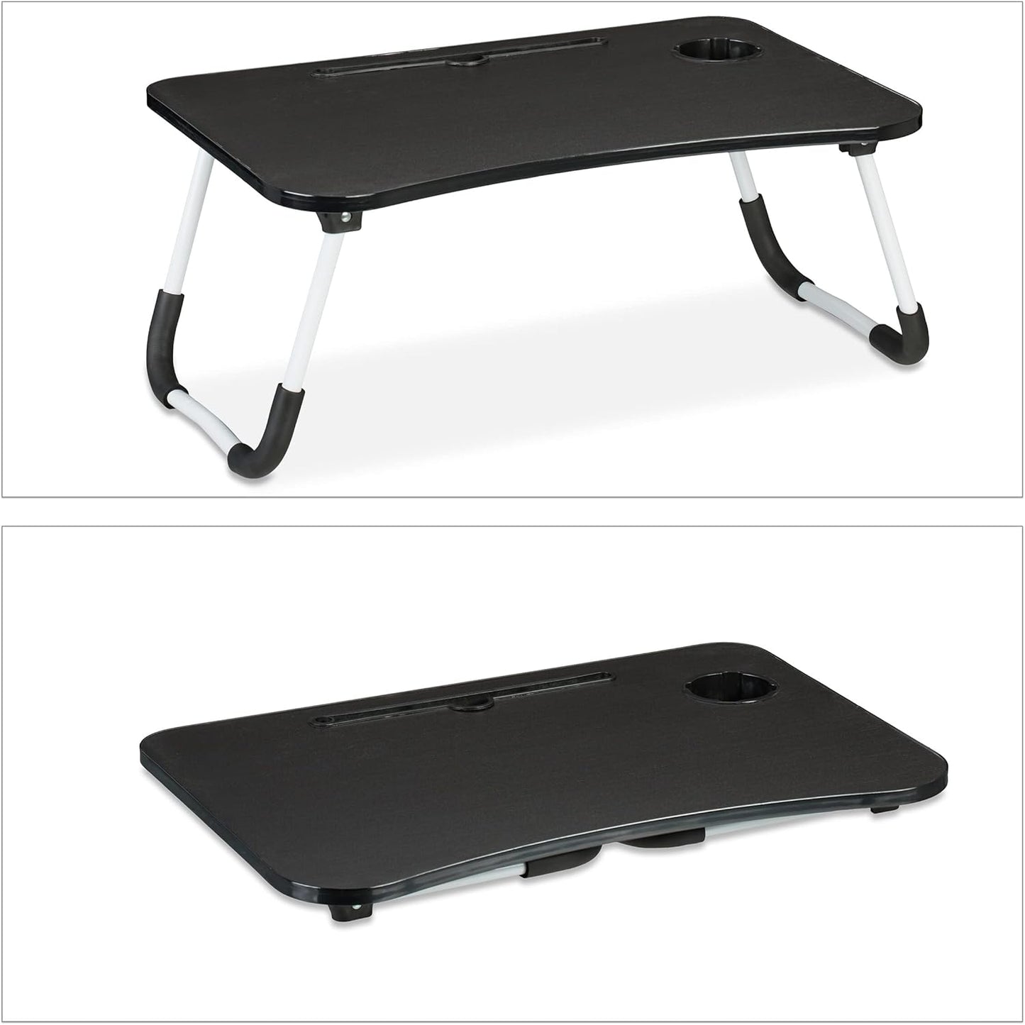 Klappbarer Laptoptisch mit Getränkehalter und Tablethalter