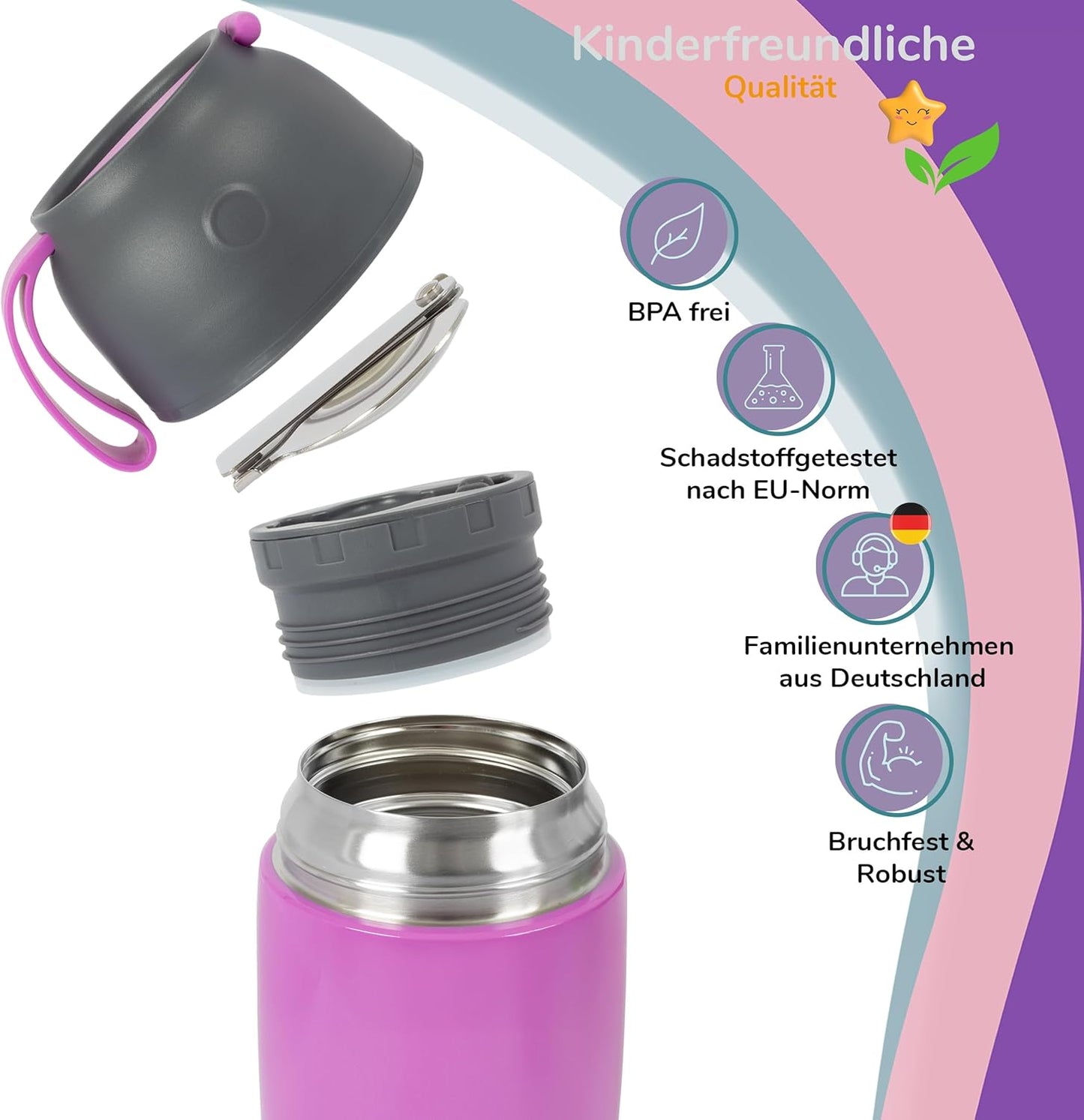 Thermobecher für Speisen und Getränke, 500ml, Pia Prinzessin (Lila)