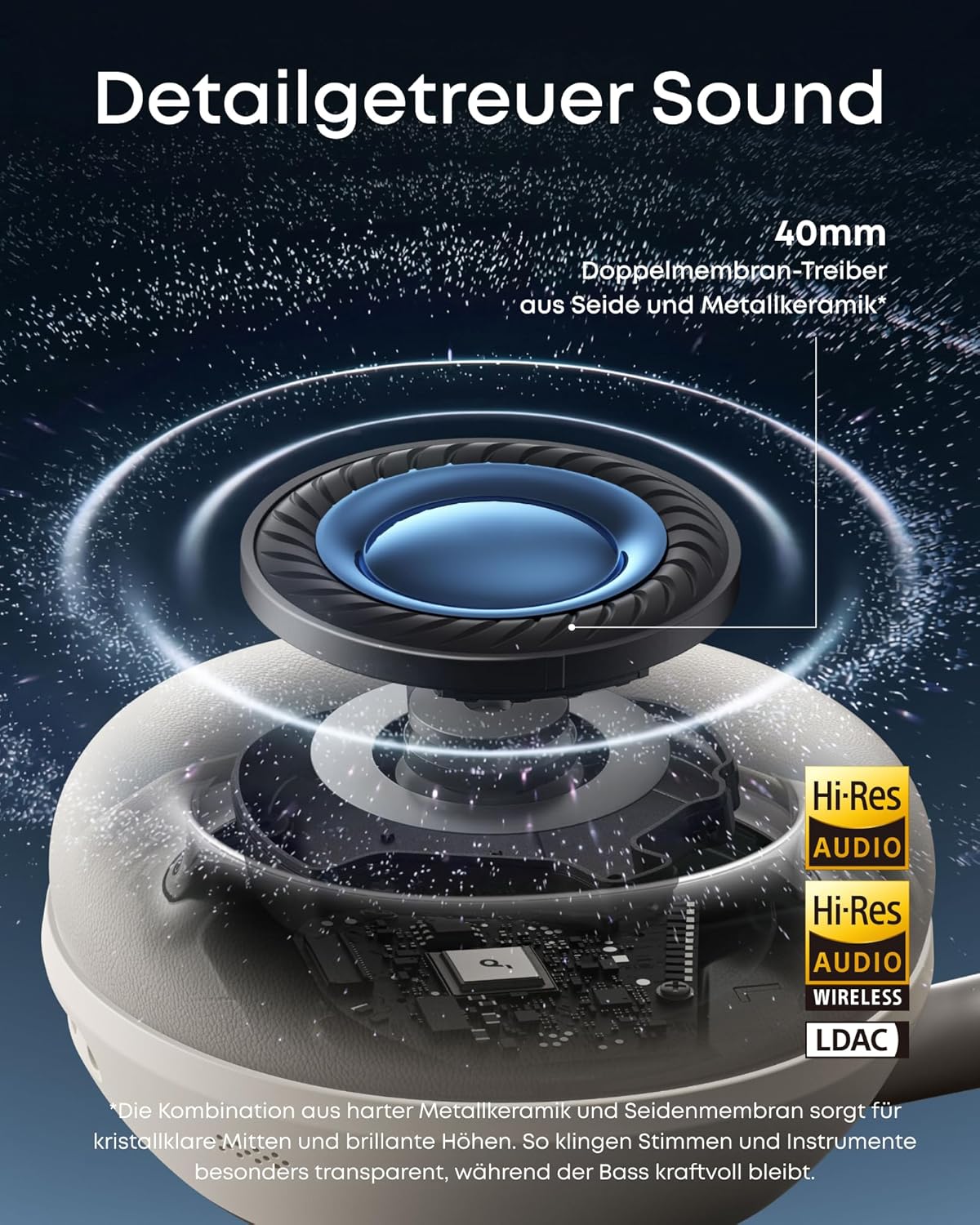 Noise Cancelling Kopfhörer Space 2, Weiss