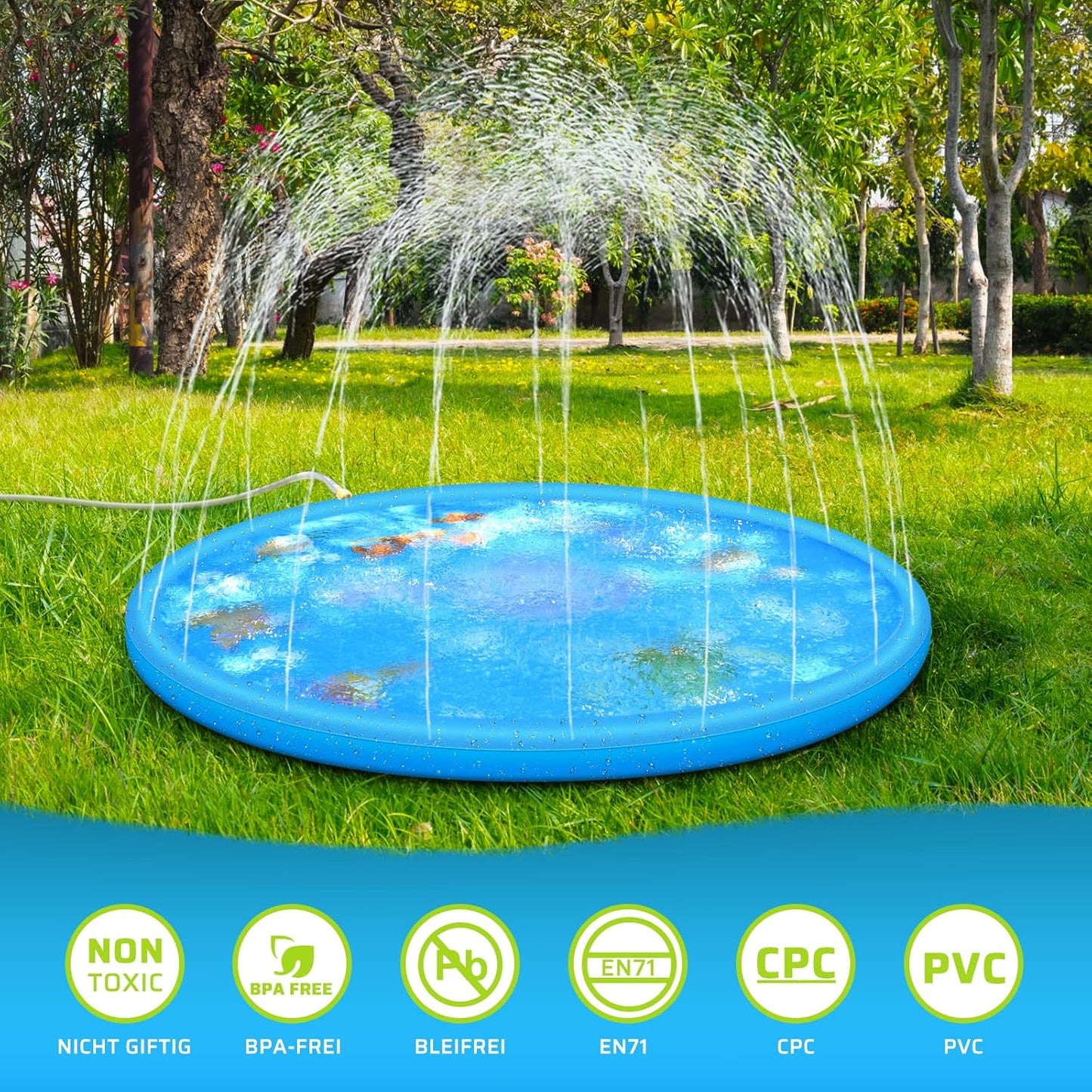Splash Pad - Sprinkler-Wassermatte für Kinder & Haustiere, Blau
