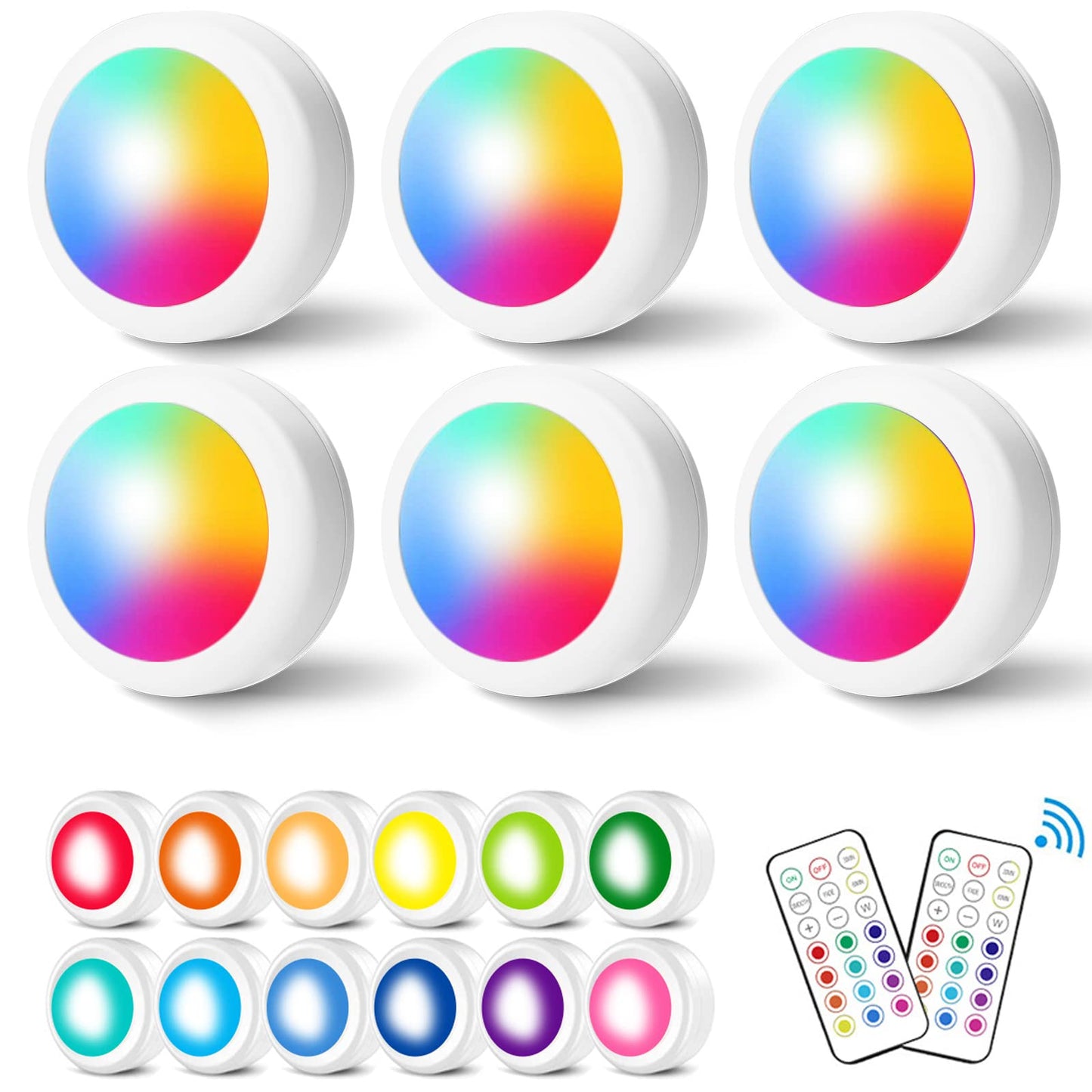 LED Schrankunterbauleuchten mit Fernbedienung, 6 LED Spots