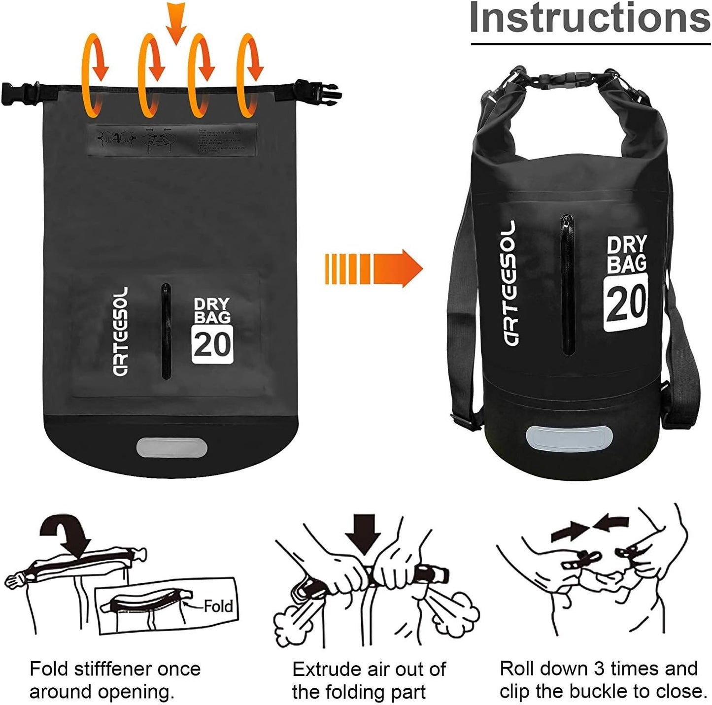 Dry Bag, Schwarz 30L