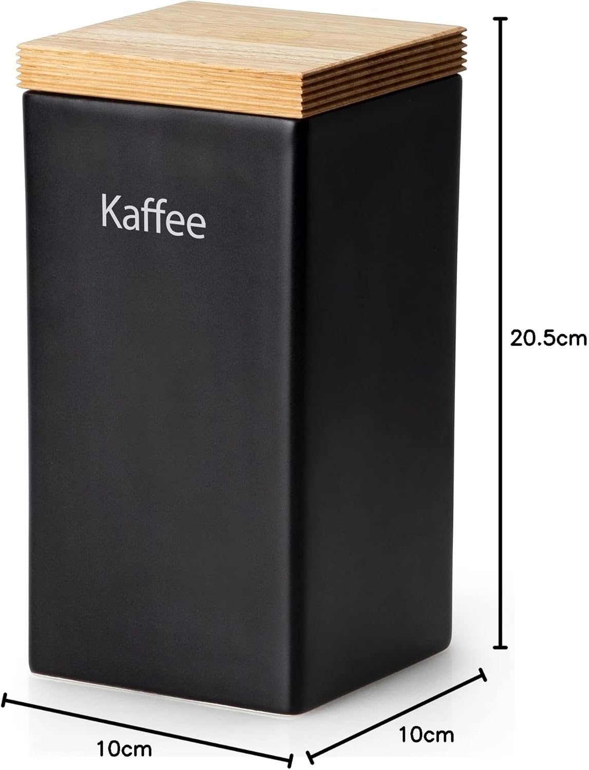 Kaffeedose mit luftdichtem Verschluss, 10 x 10 x H20,5 cm Schwarz