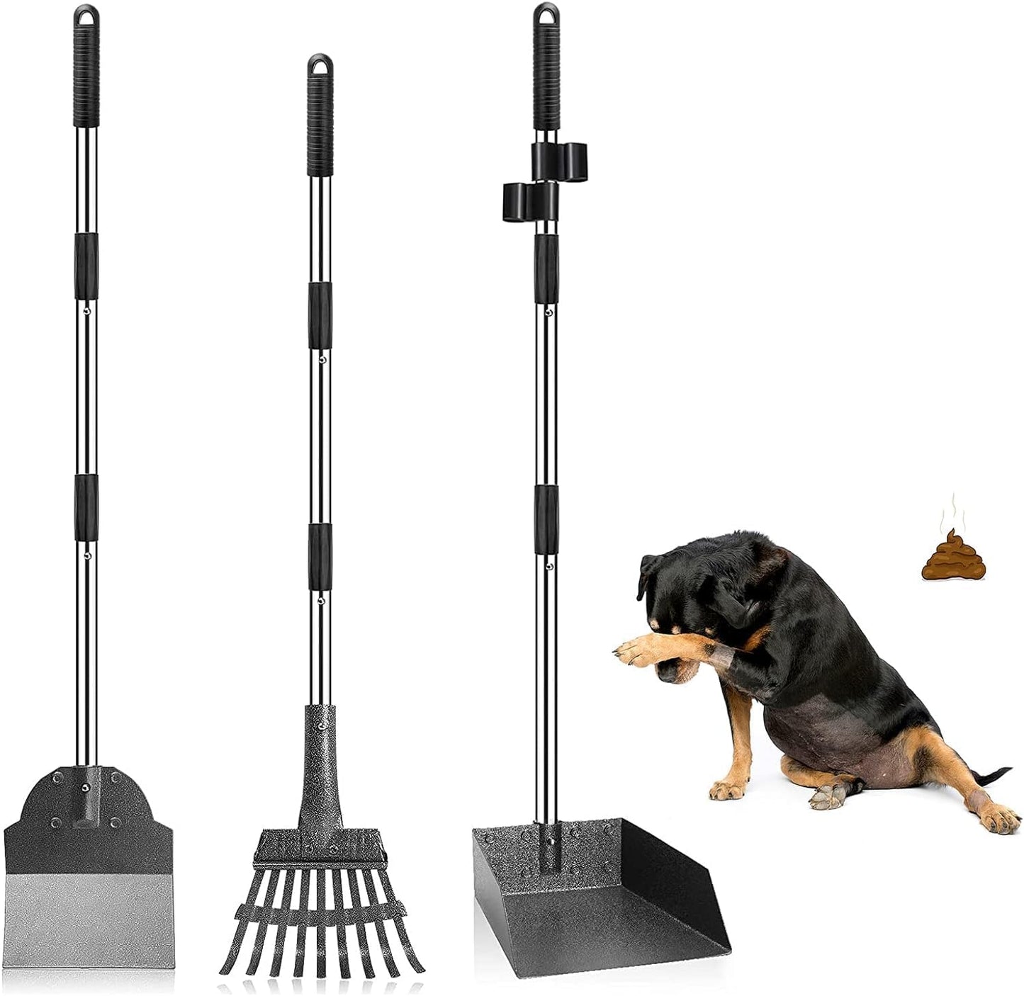 3-teiliges Hundekotschaufel-Set, Tablett+ Harke+Spaten