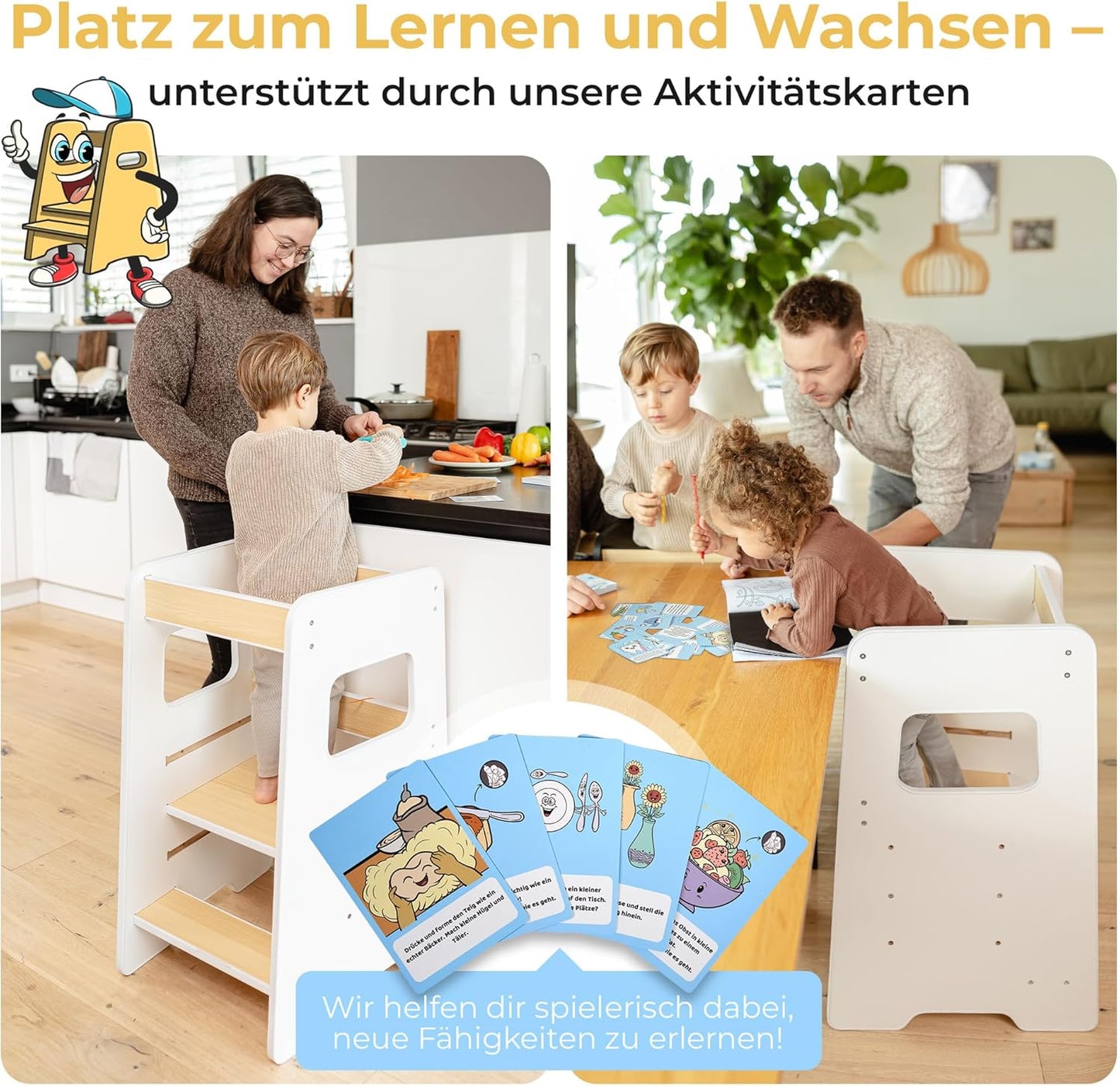 Lernturm mit Aktivitätskarten für Kinder, Weiss