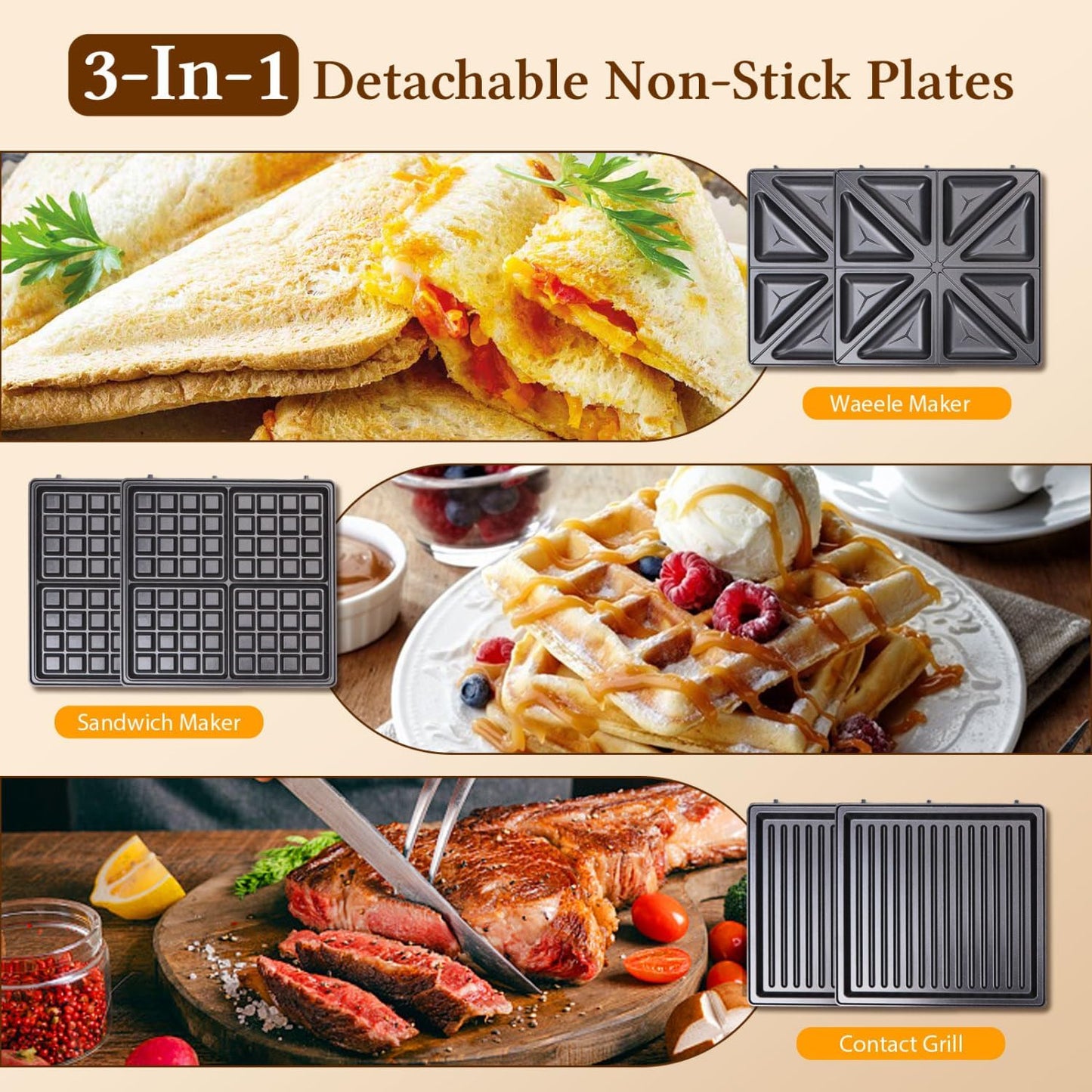 Sandwichtoaster und Waffeleisen, Weiss