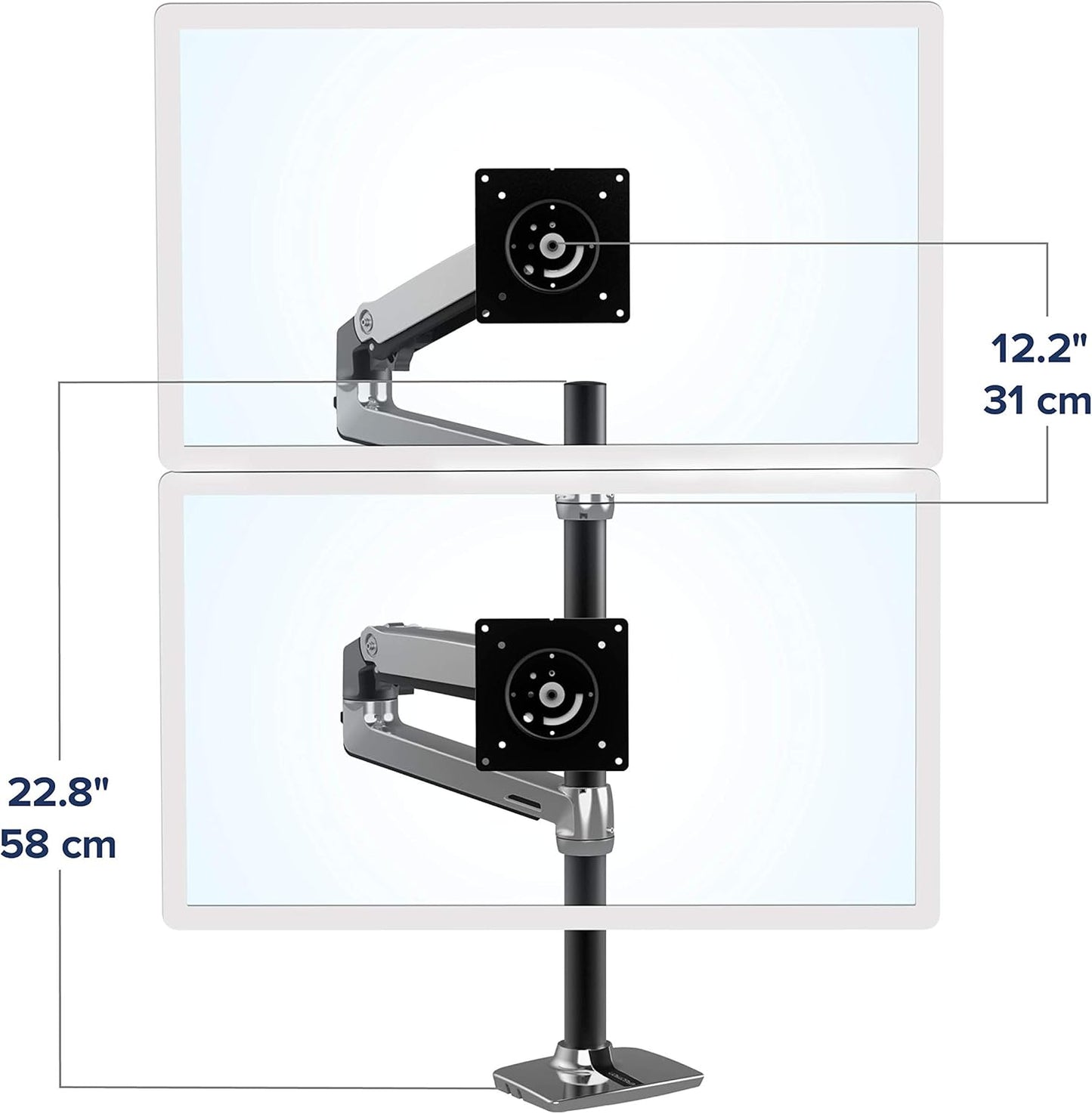 LX Dual Monitor Arm, Aluminium 40 inches aluminium