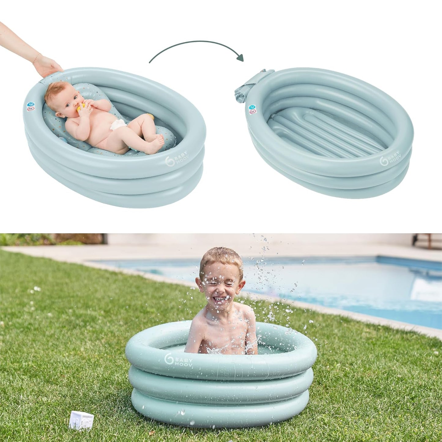 Aufblasbare Babybadewanne mit Neugeboreneneinsatz, Aqua Dots