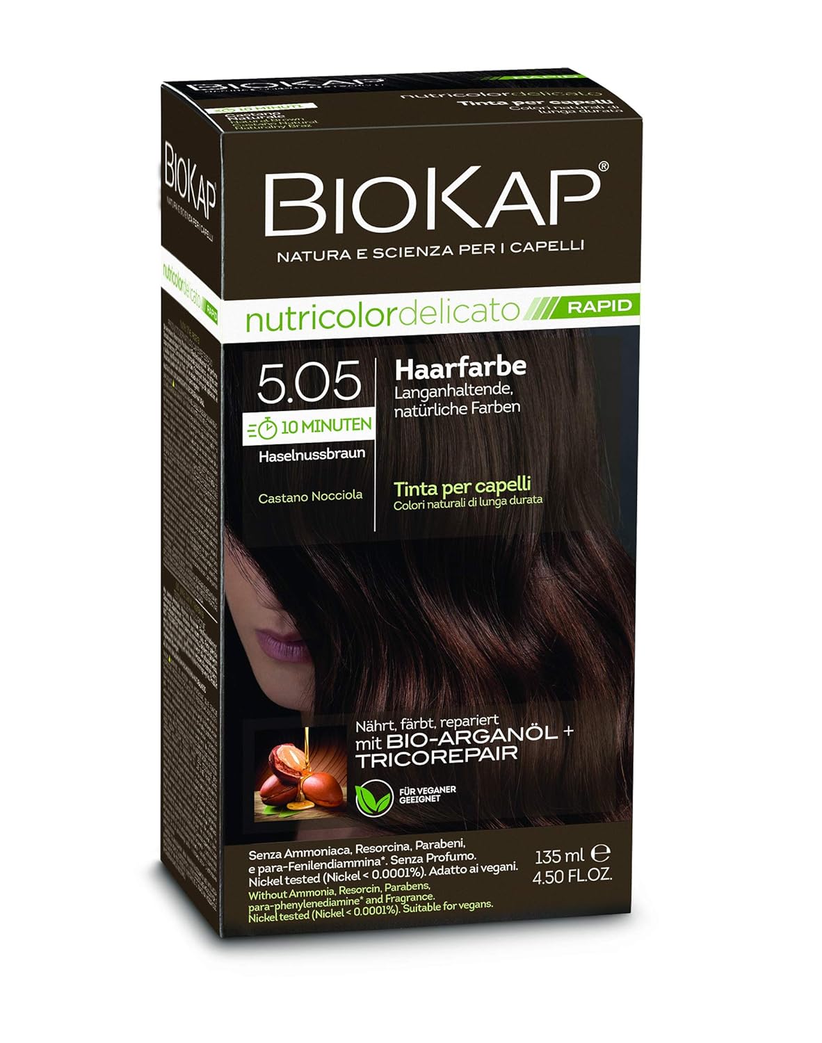 Permanente Haarfarbe mit kurzer Einwirkzeit, Haselnussbraun 1 g (1er Pack)