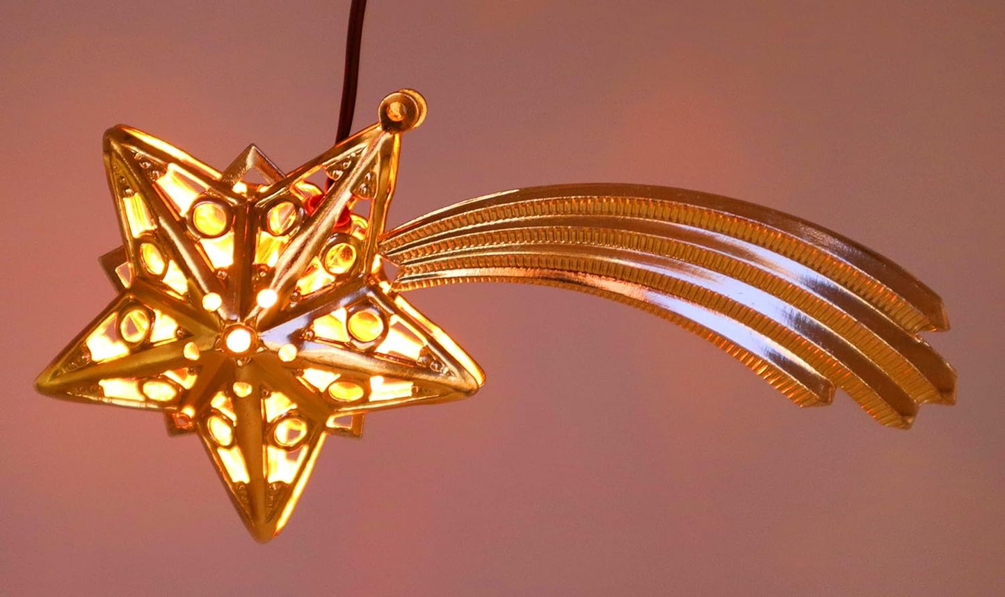 Komet-Stern Krippenbeleuchtung mit Glühlampe, 50 mm Gold