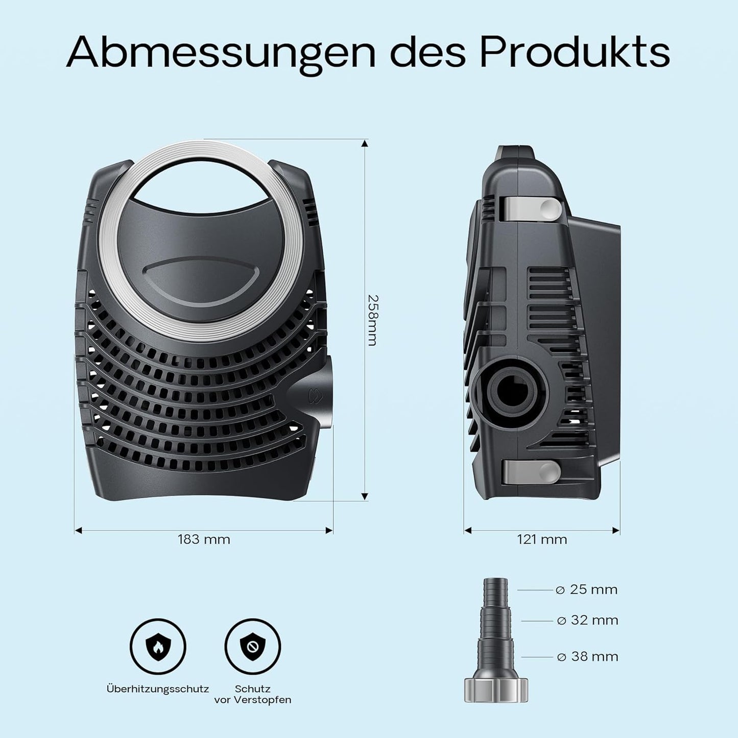 Teichfilter-Komplettset mit Filter und Pumpe, CUV-218,18W,25m