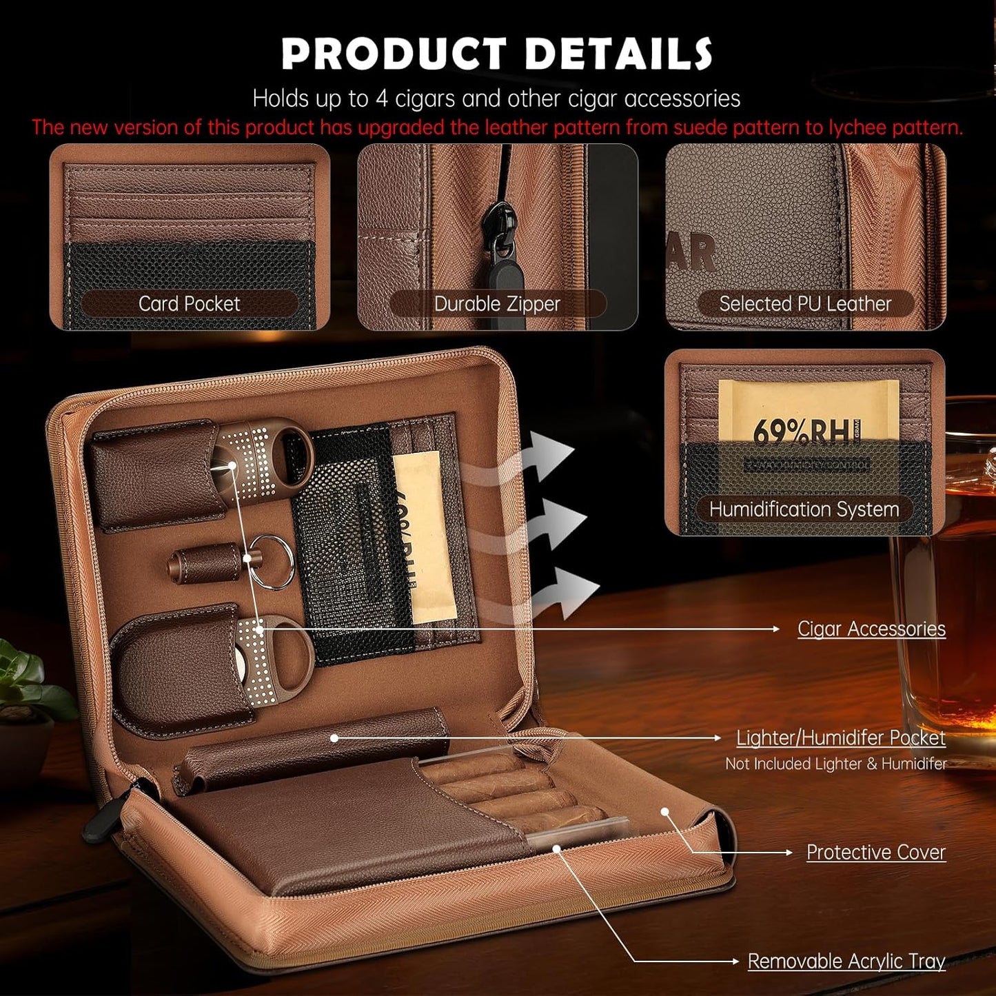 Zigarren Humidor-Etui Geschenkset, Brown