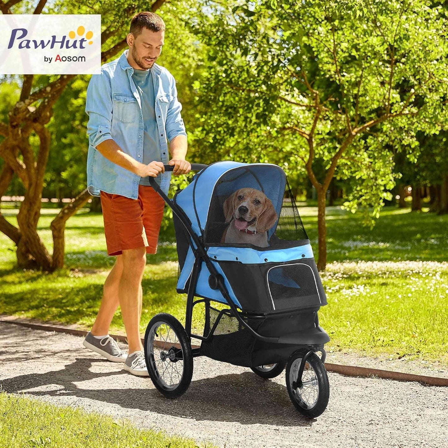 Klappbarer Hundewagen, Blau