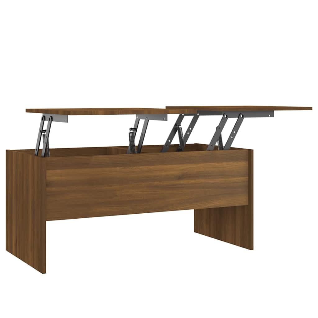 Höhenverstellbarer Couchtisch mit Stauraum, Braune Eiche 102 x 50 x 46.5 cm